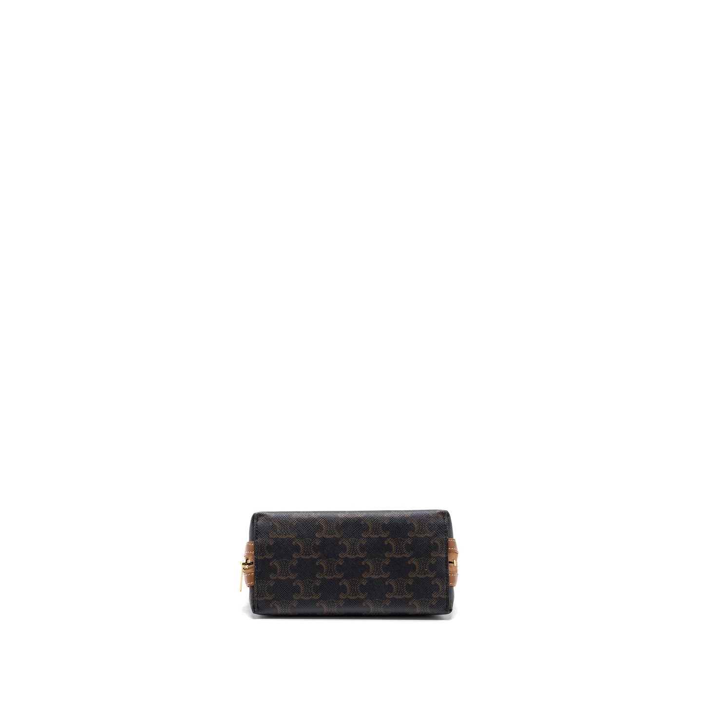 Celine Clutch With Chain Triomphe Canvas/Lambskin Tan