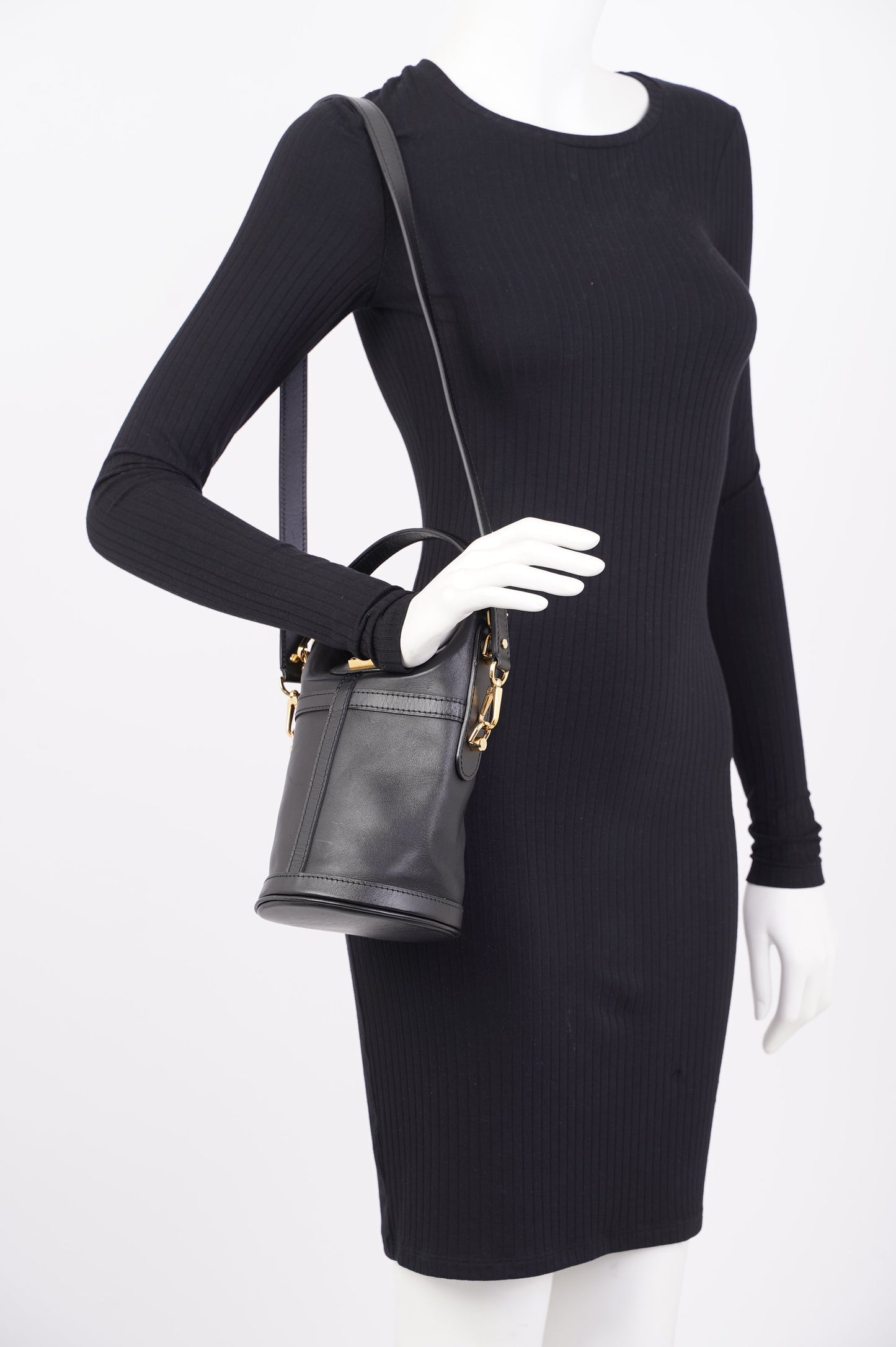 Louis Vuitton Duffle Top Handle Bag Black Leather