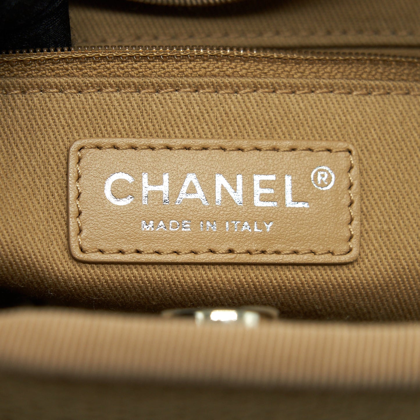 Chanel Deauville PM Chain Tote Bag Canvas Dark Beige
