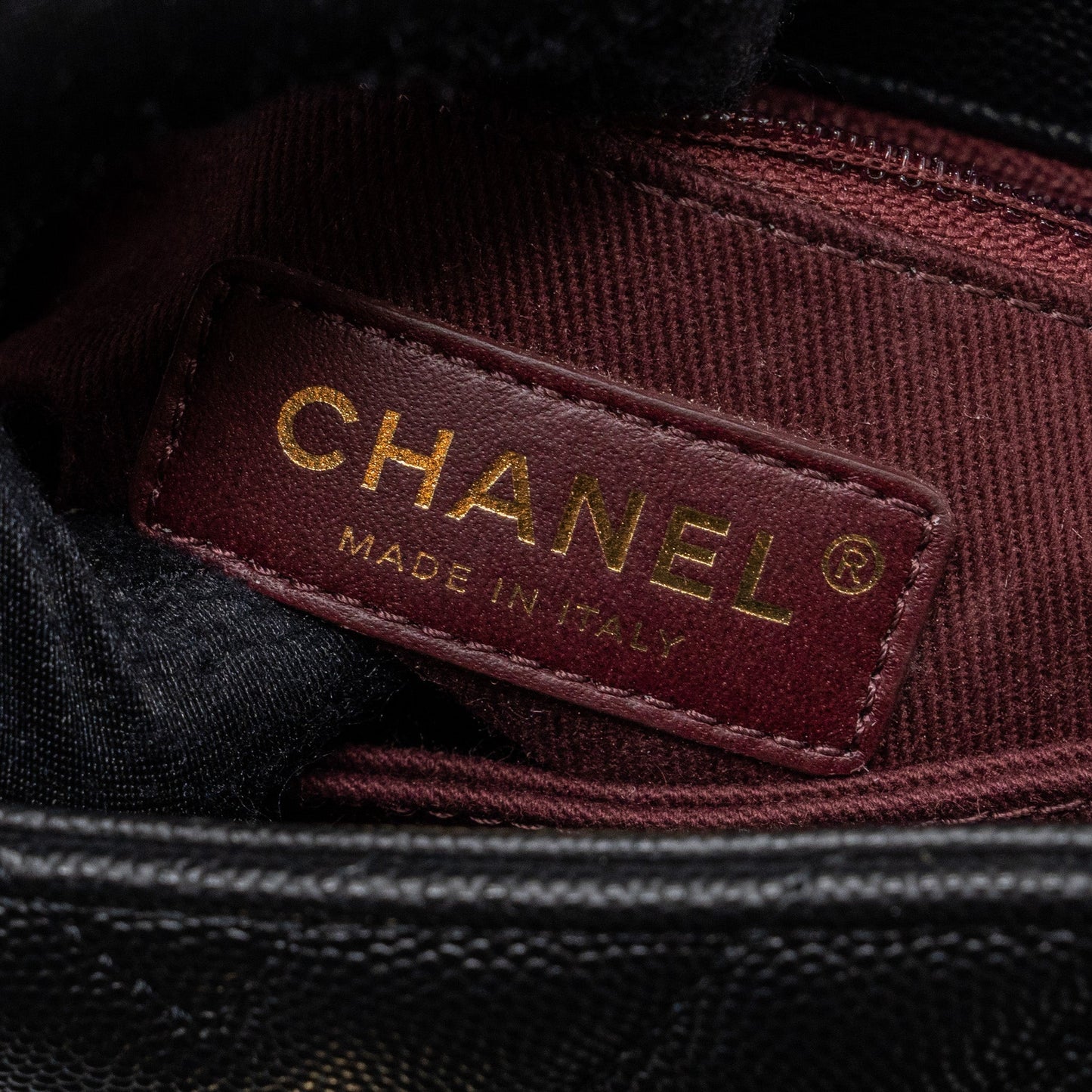 Chanel Small Coco Handle Chevron Caviar Black L