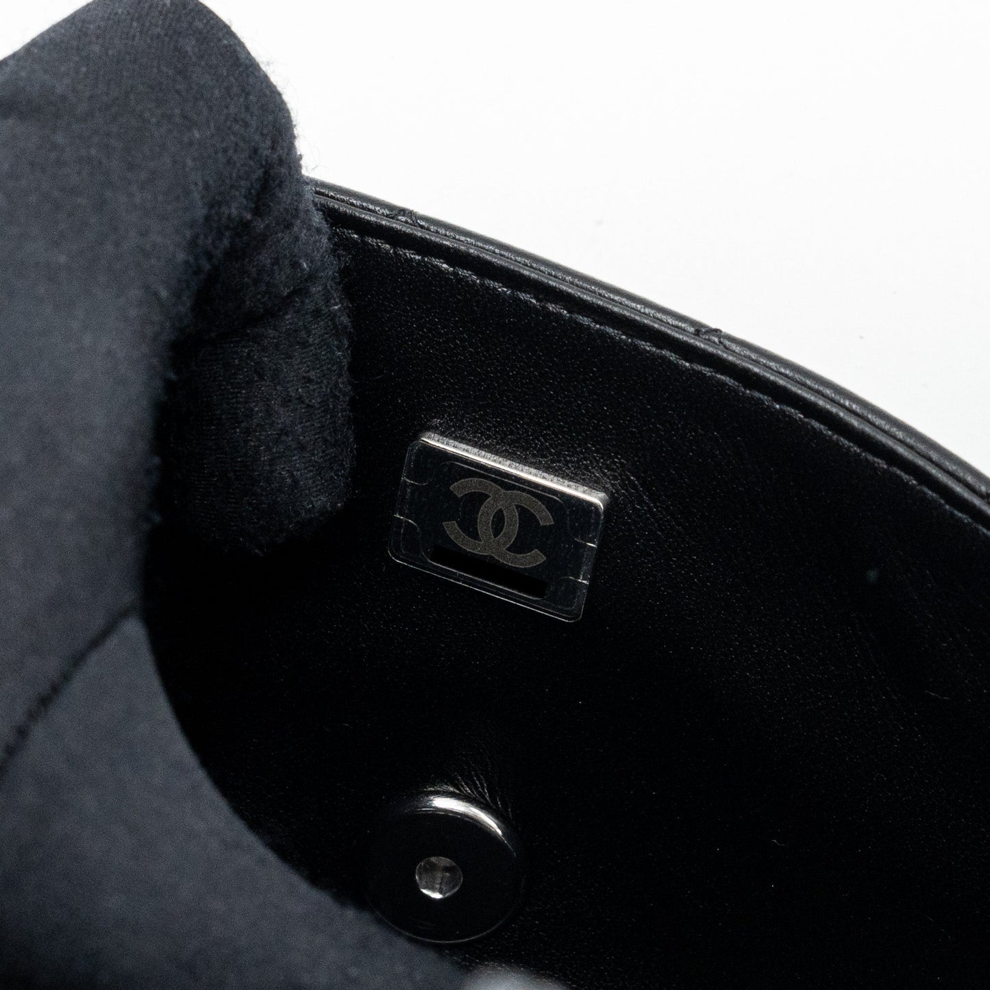 Chanel mini rectangular flap bag lambskin black with (microchip)