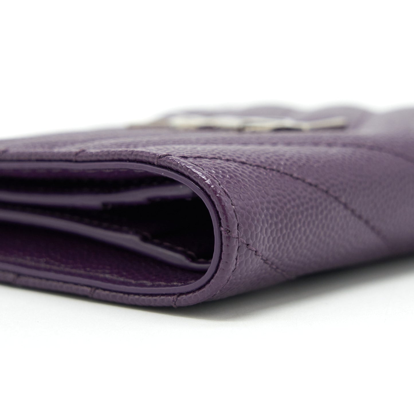 Saint Laurent Quilted Monogram Bi-fold Wallet Dark Purple