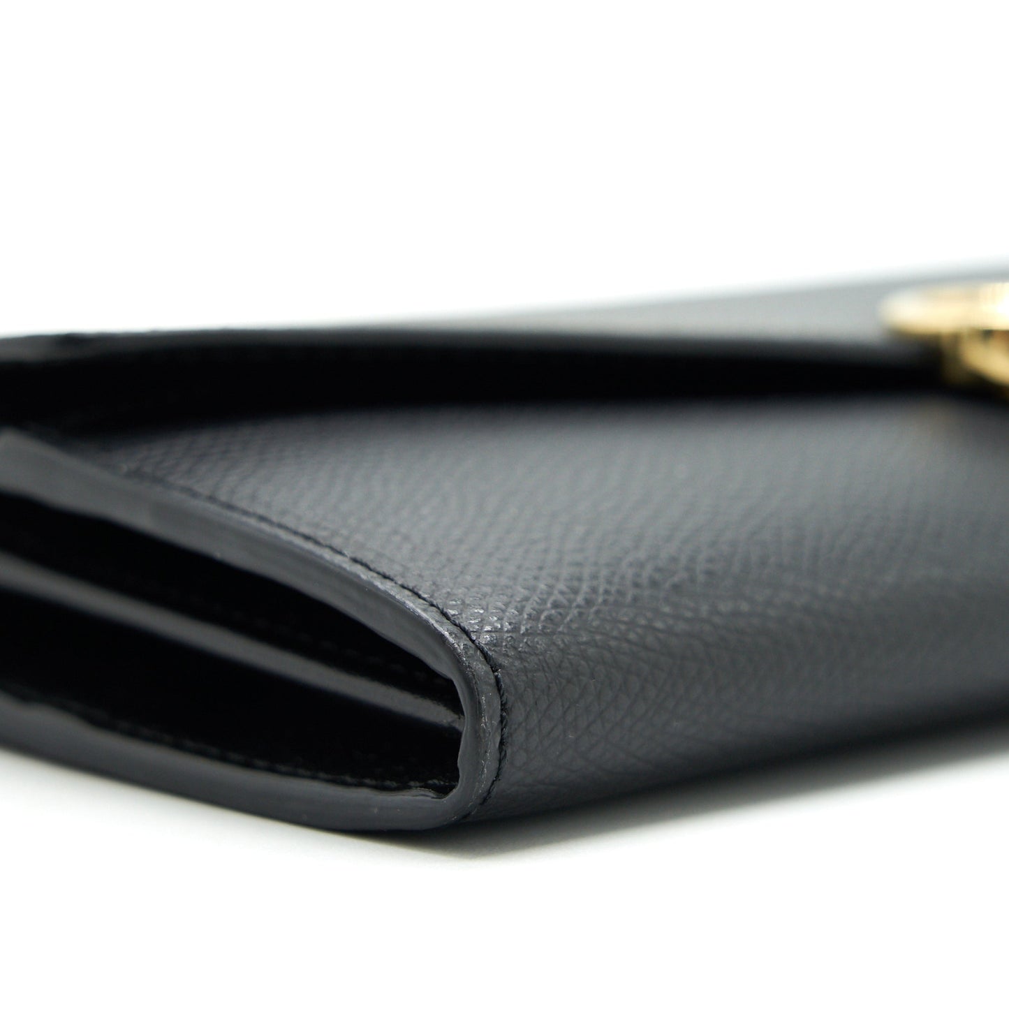 Fendi Grained Calfskin Wallet with Chain Black