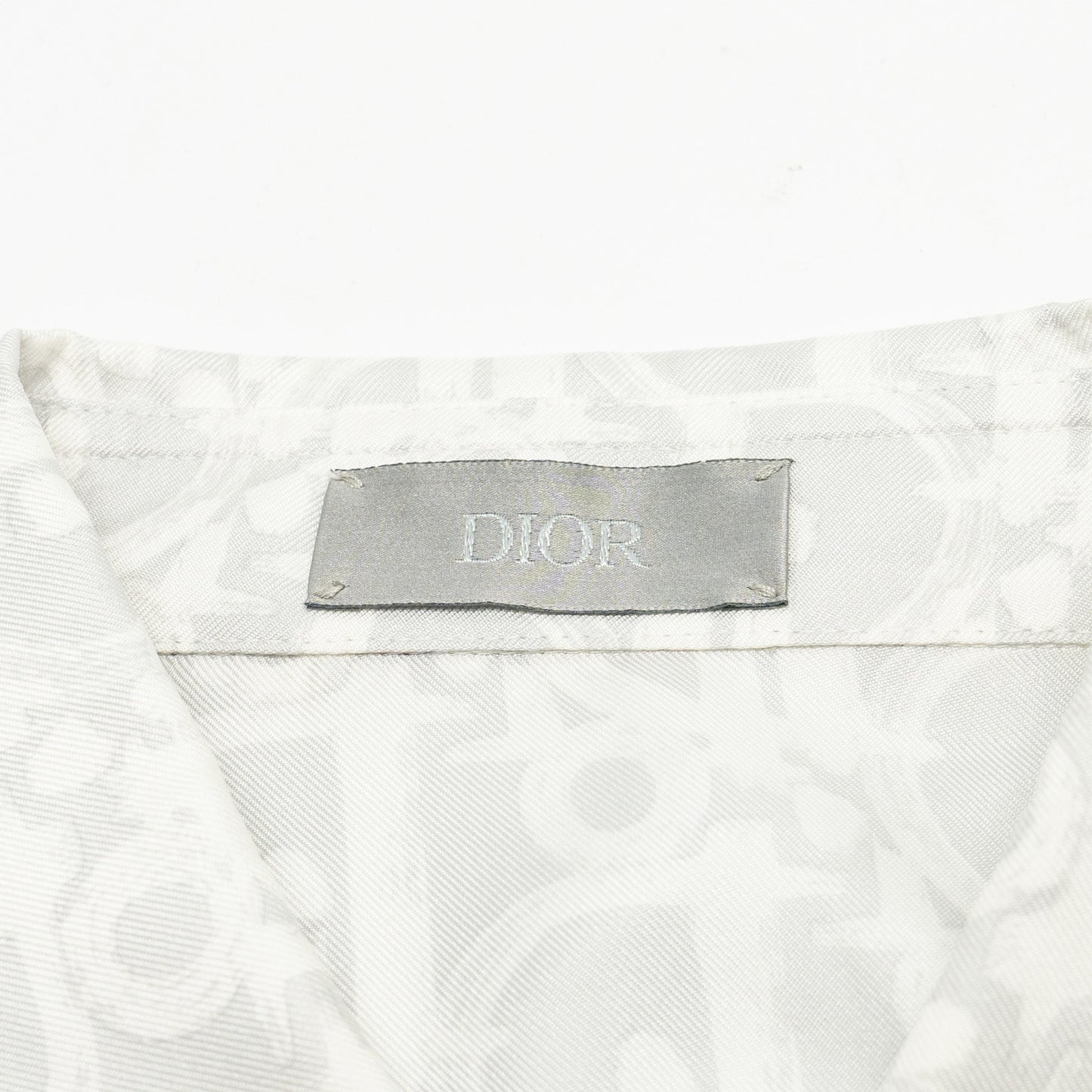 Homme Size 39 Dior Oblique Shirt Silk Light Grey/White