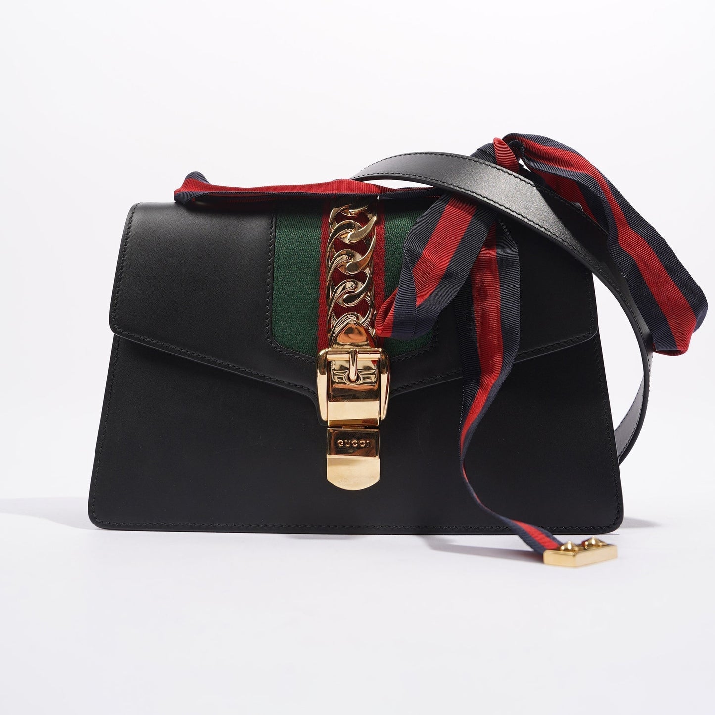 Gucci Womens Sylvie Black / Green / Red Medium