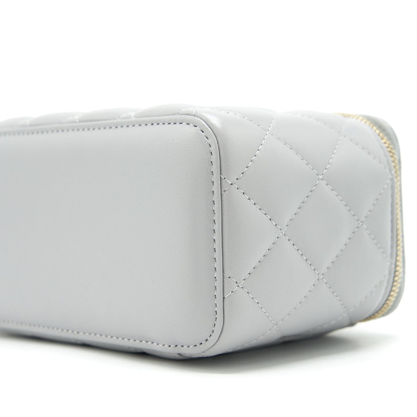 Chanel 21B Pearl Crush Long Vanity With Chain Lambskin Grey