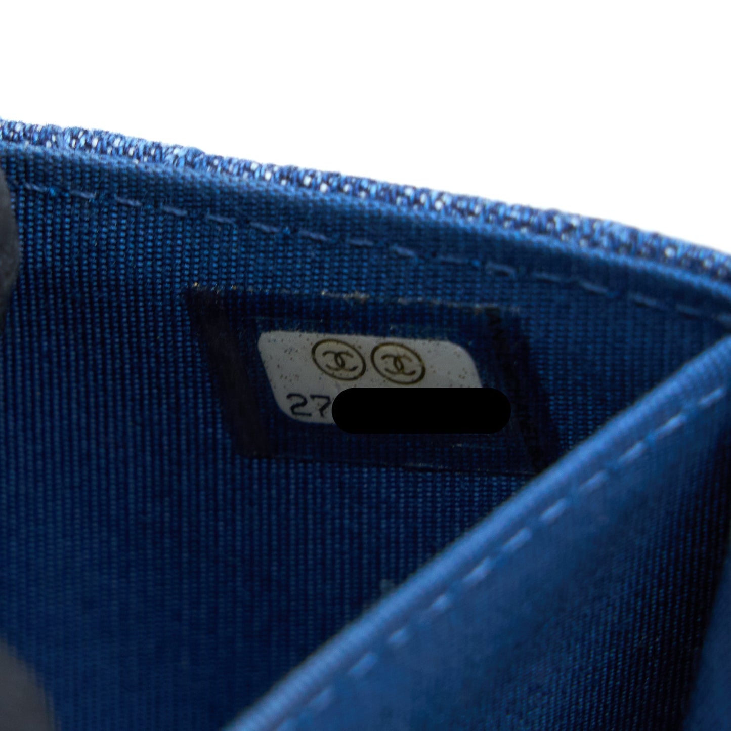 Chanel Flap Card Holder Camellia Denim Blue