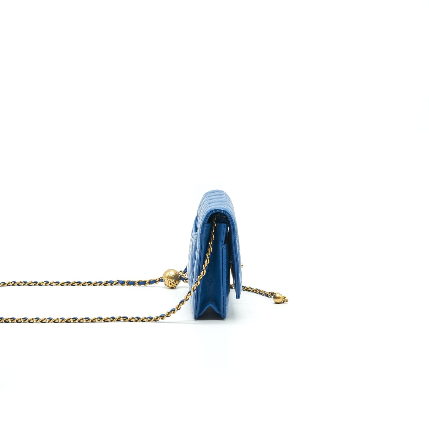 Chanel Lambskin Quilted CC Pearl Crush Wallet On Chain Blue with GHW Crossbody