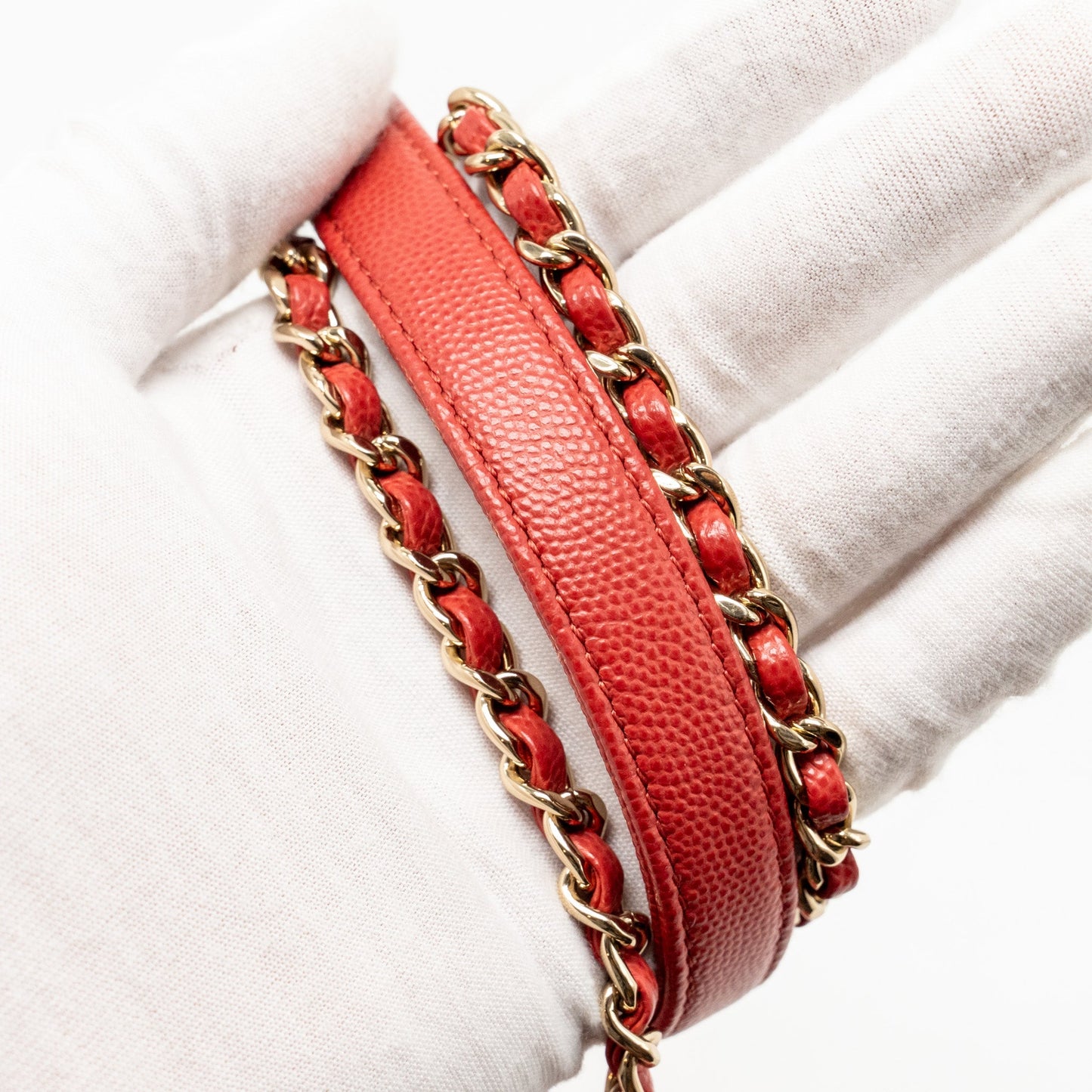 Chanel Small Coco Handle Chevron Caviar Red