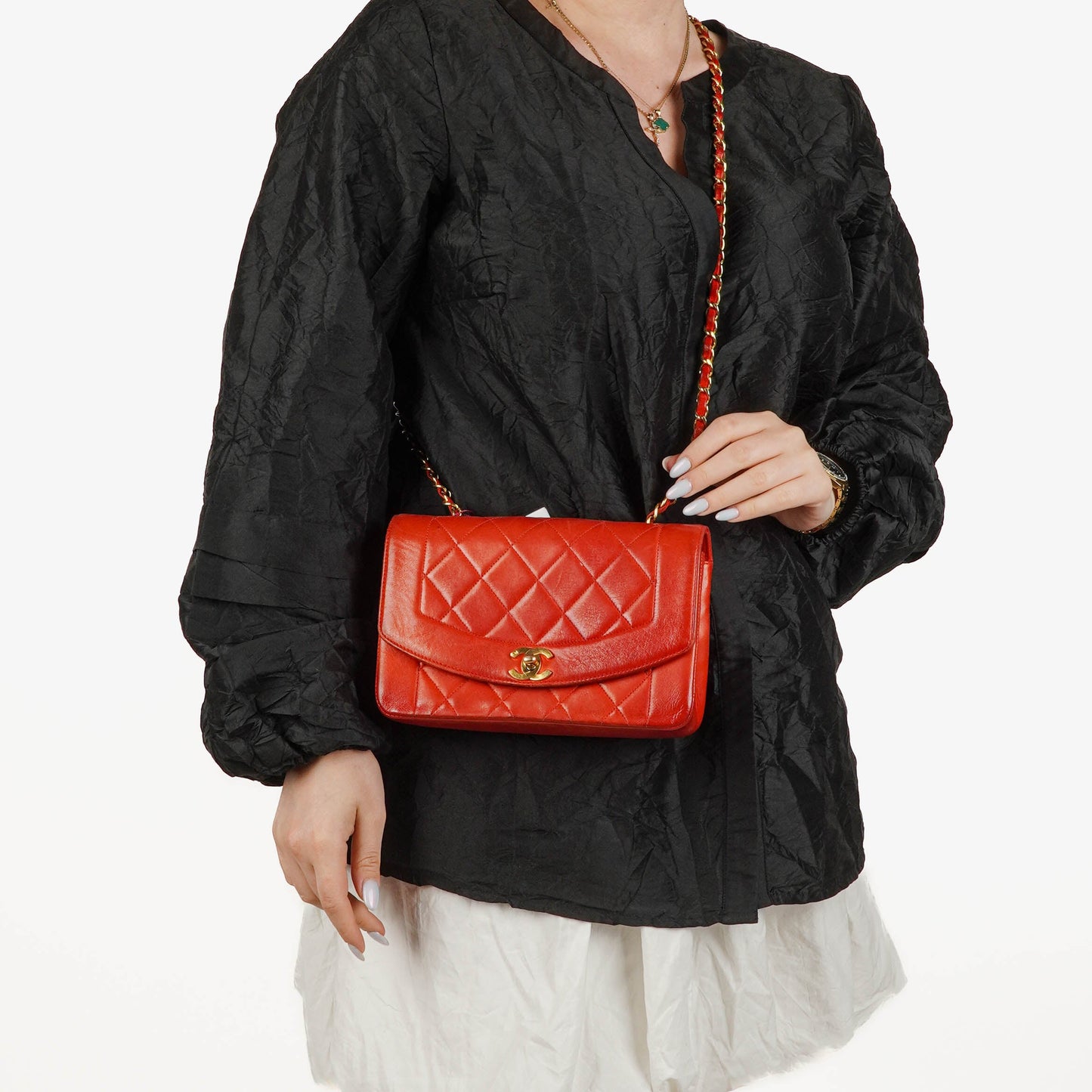Chanel Small Diana Flap Bag Red Quilted Leather 24K Gold-Plated Hardware
