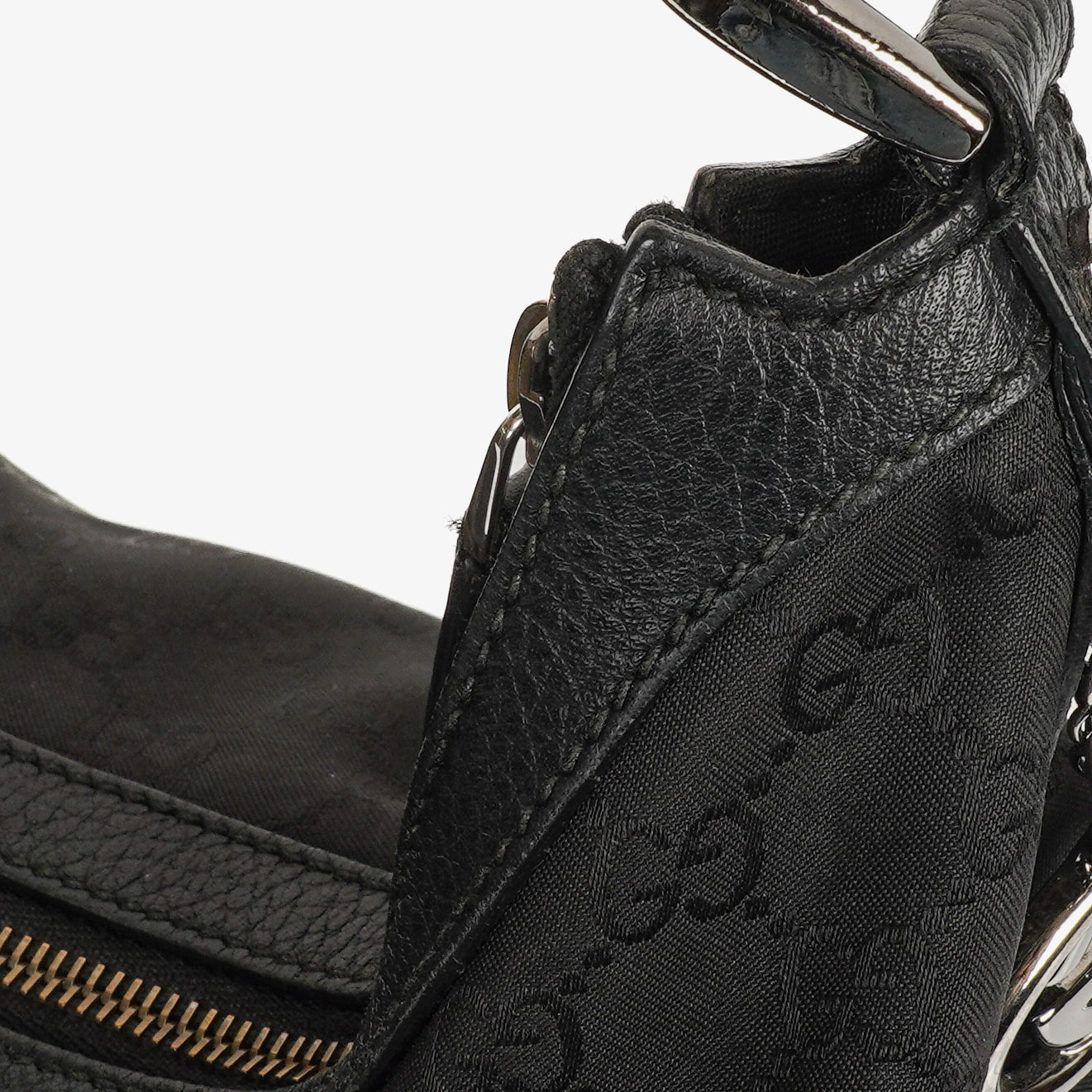 Gucci GG Canvas Charm Black Hobo Bag