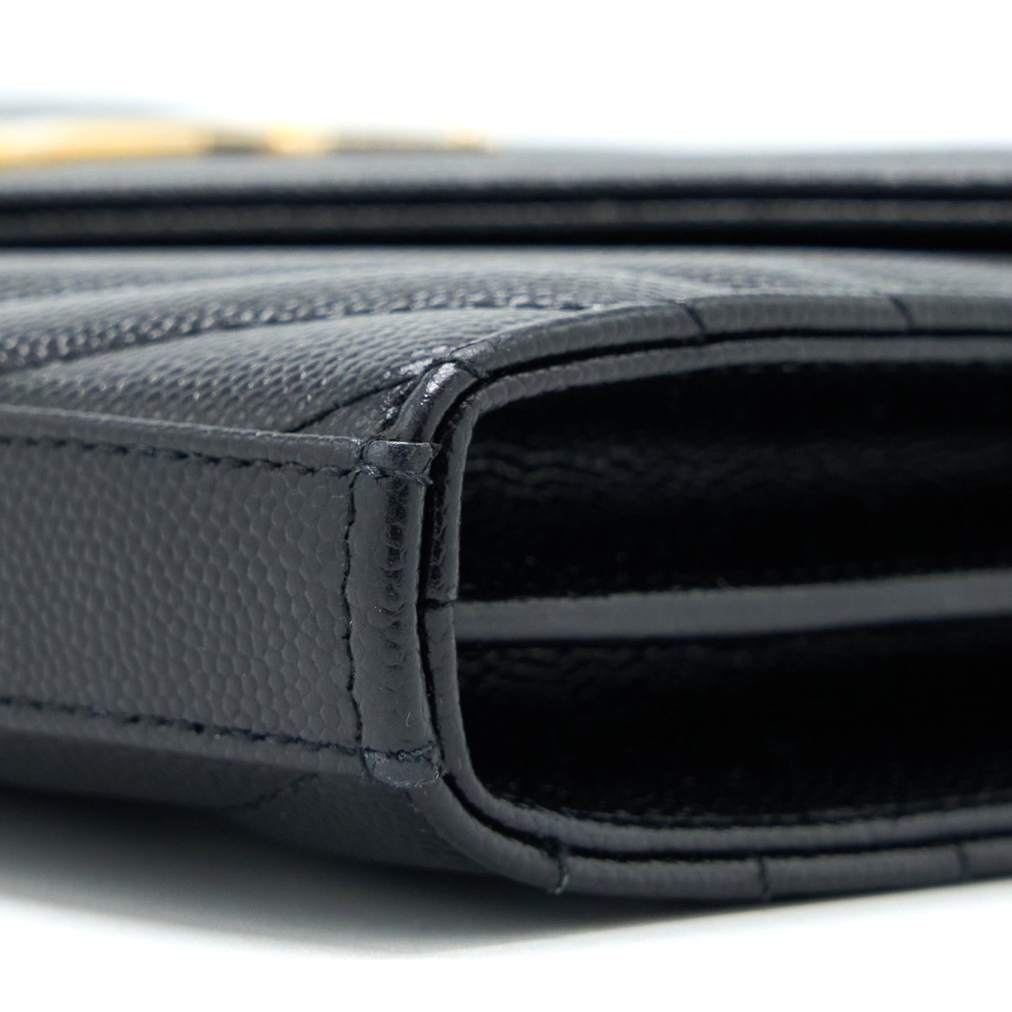 Saint Laurent Wallet On Chain Grained Calfskin Black