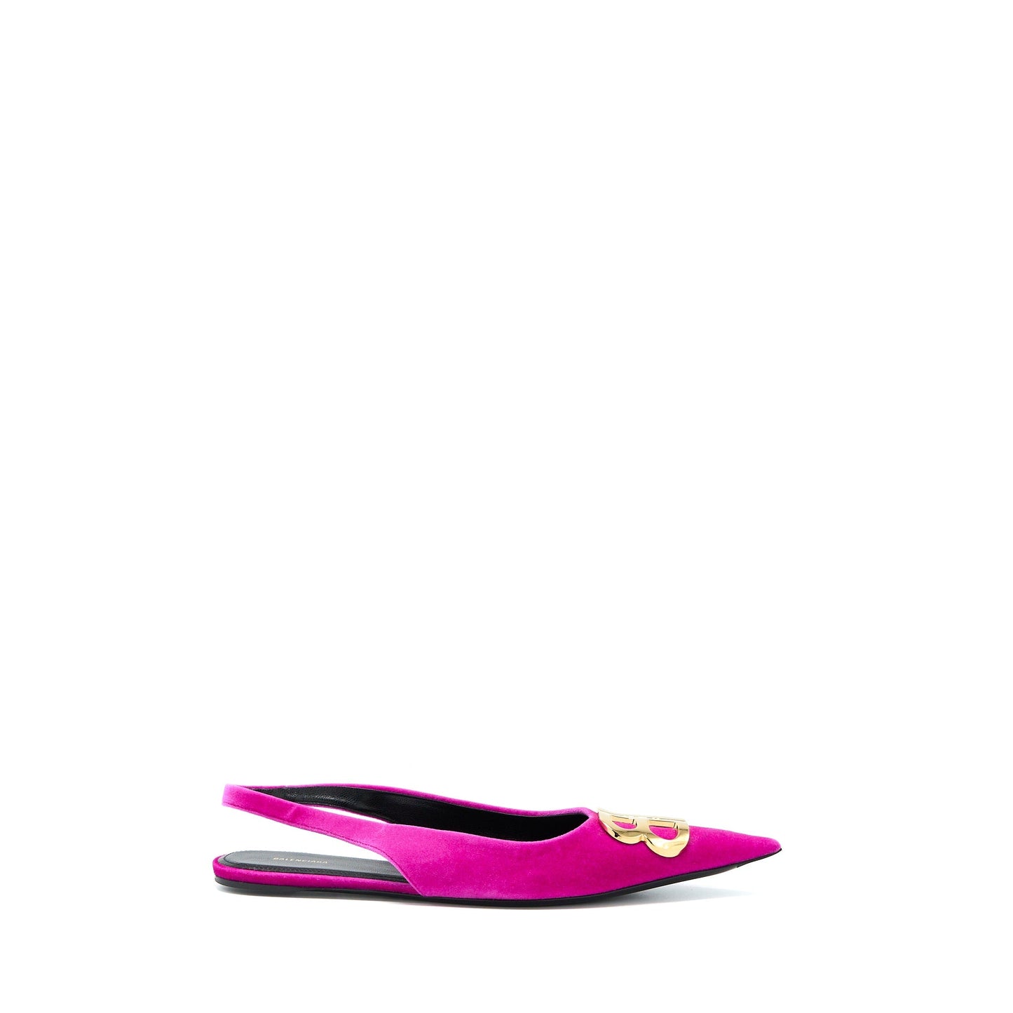Balenciaga Size 39.5 Ballet Flats Velvet Pink Gold Tone