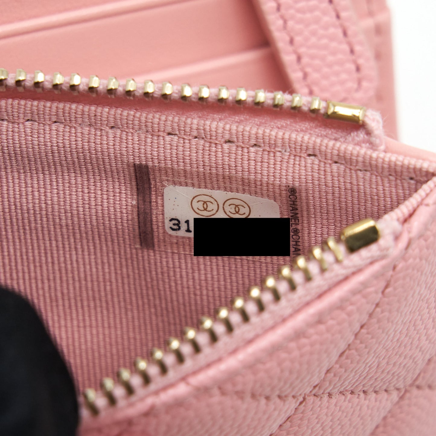Chanel Double Zip Card Holder Caviar Pink L