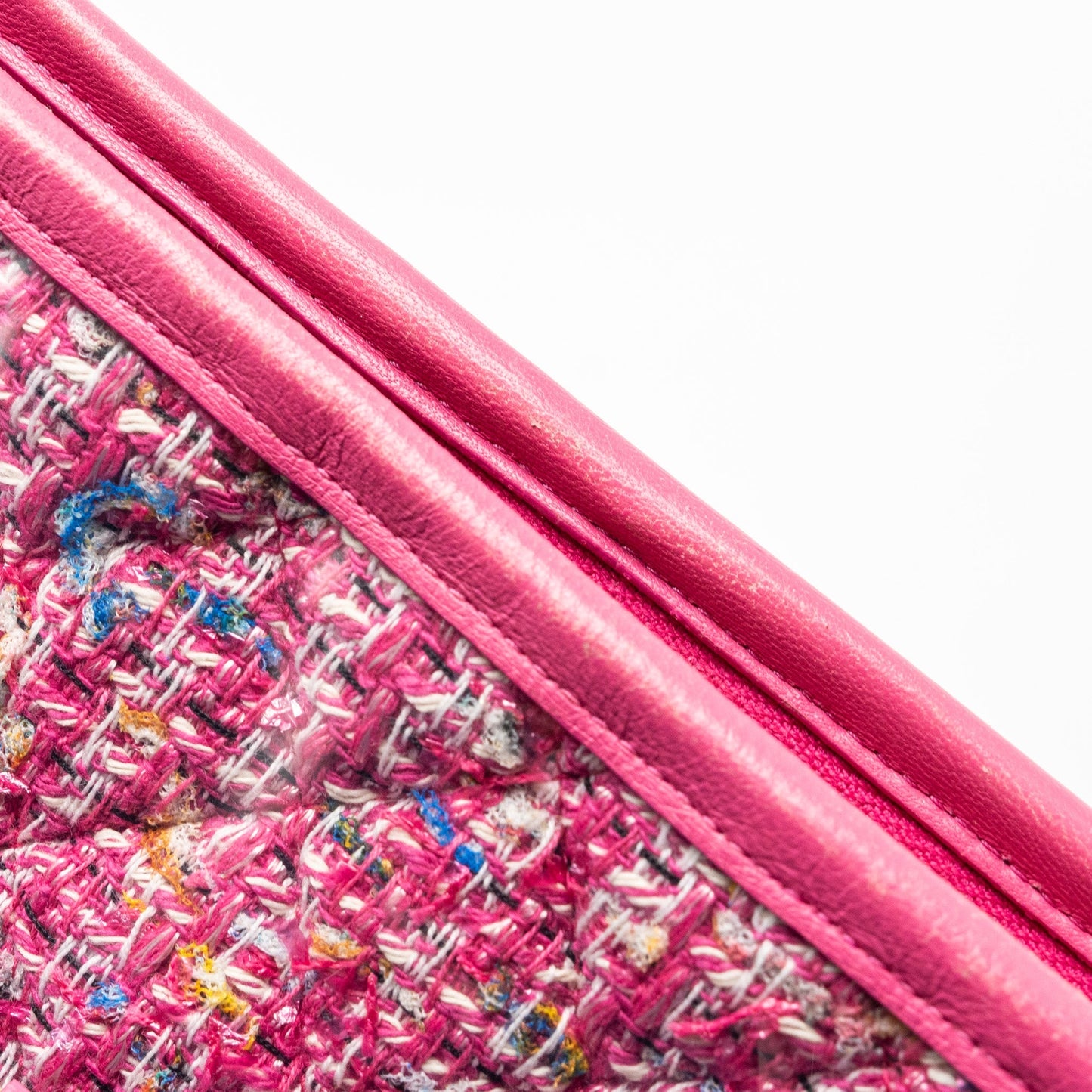 Chanel 19S Logo Pouch Tweed/PVC Pink