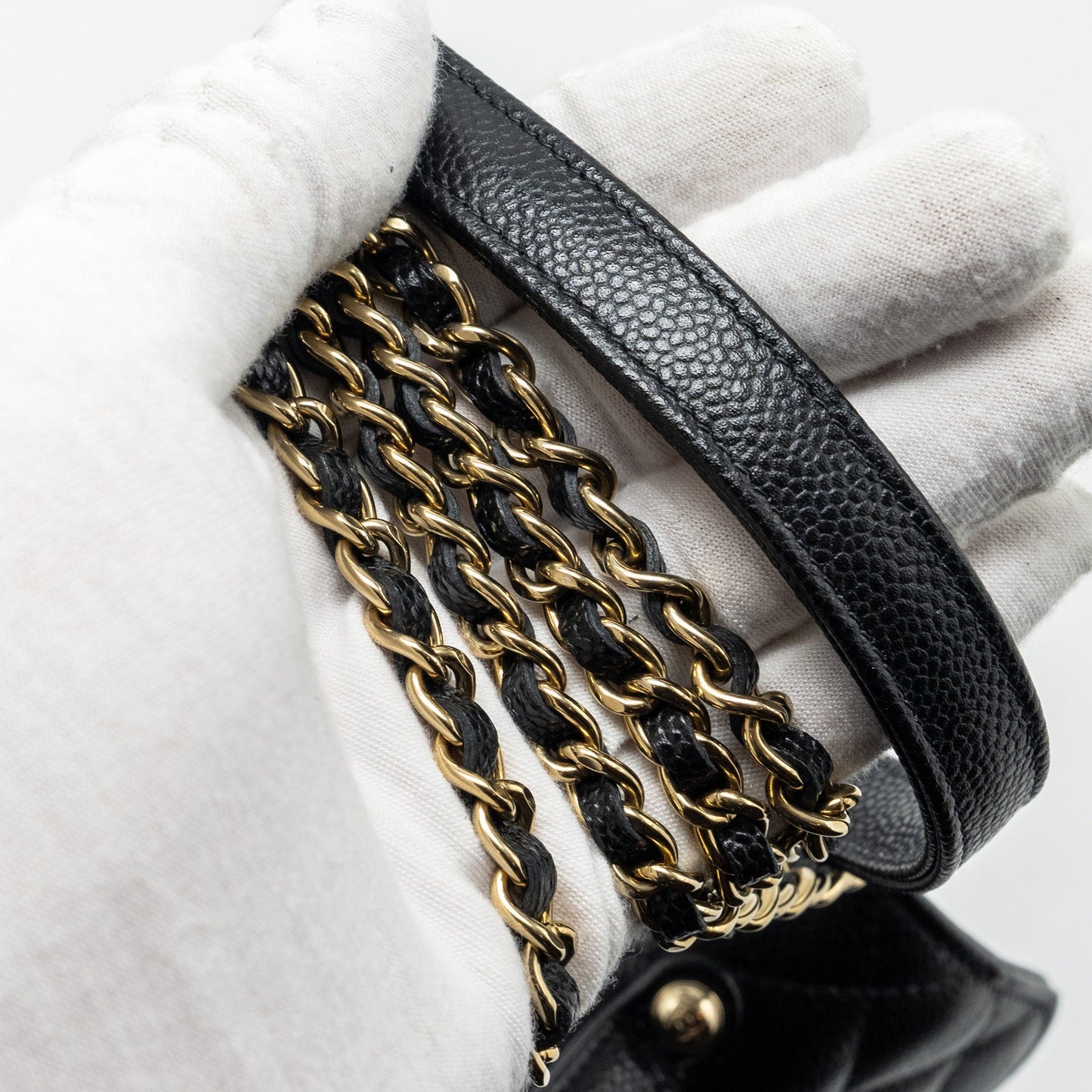 Chanel mini business affinity flap bag with chain caviar black L (microchip)