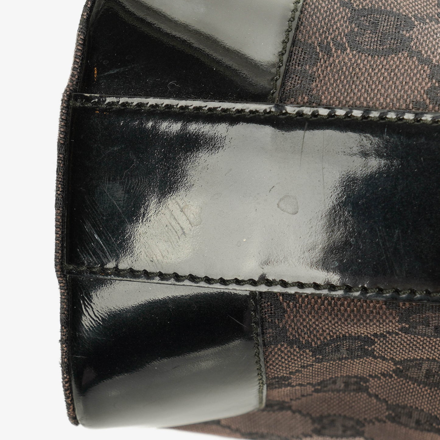 Gucci Monogram Canvas And Patent Leather Hobo Shoulder Bag