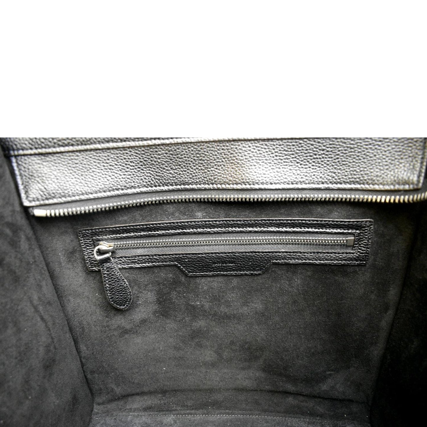 CELINE Drummed Mini Luggage Calfskin Leather Tote Bag Black
