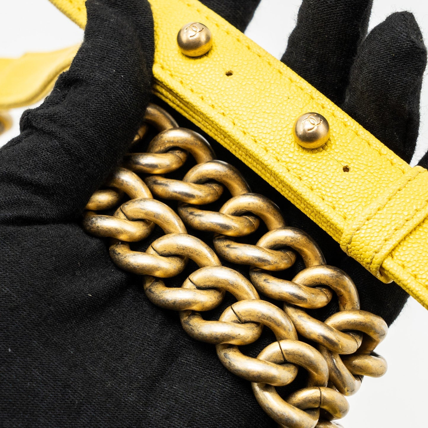 Chanel Small Boy Bag Grain Calfskin Yellow