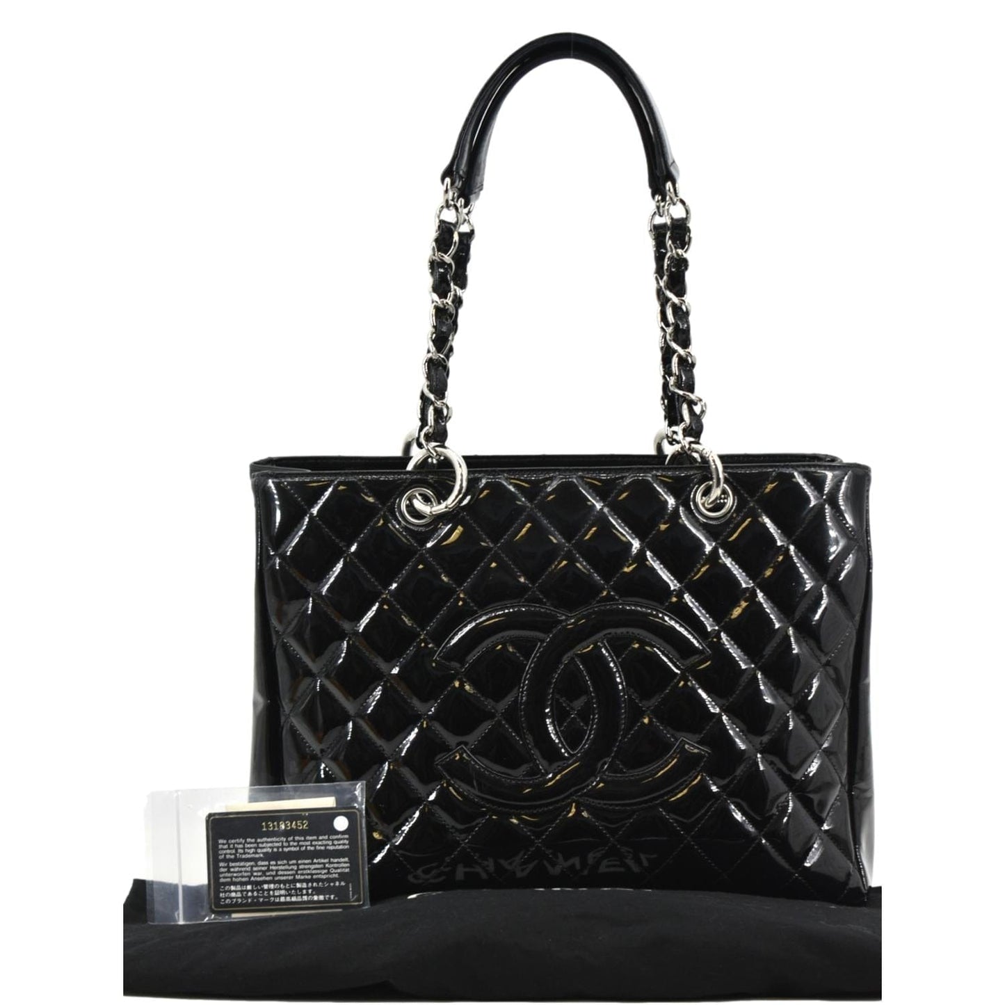 Chanel Grand Shopping Patent Leather GST Tote Bag Black
