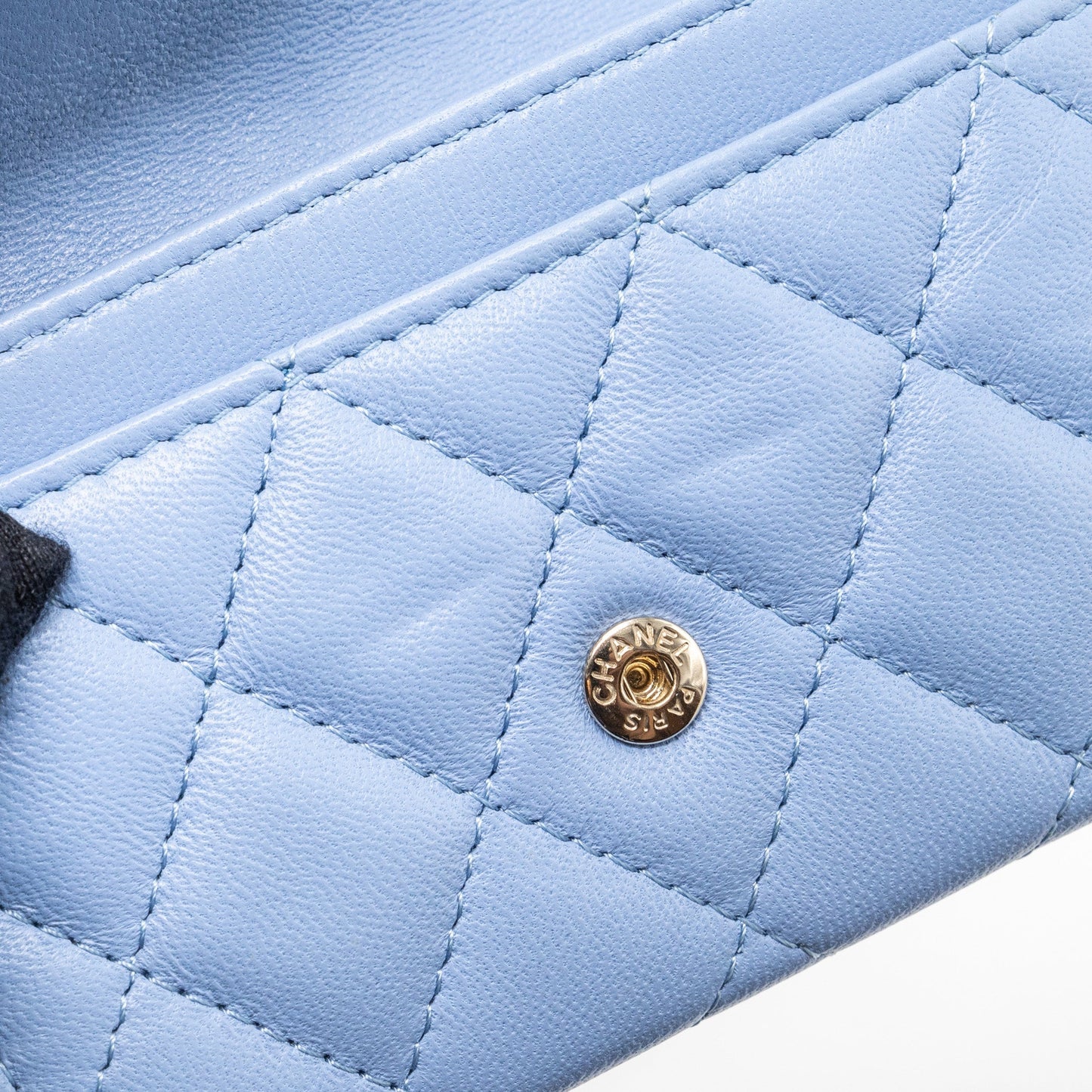 Chanel Classic Flap Card Holder Lambskin Light Blue L