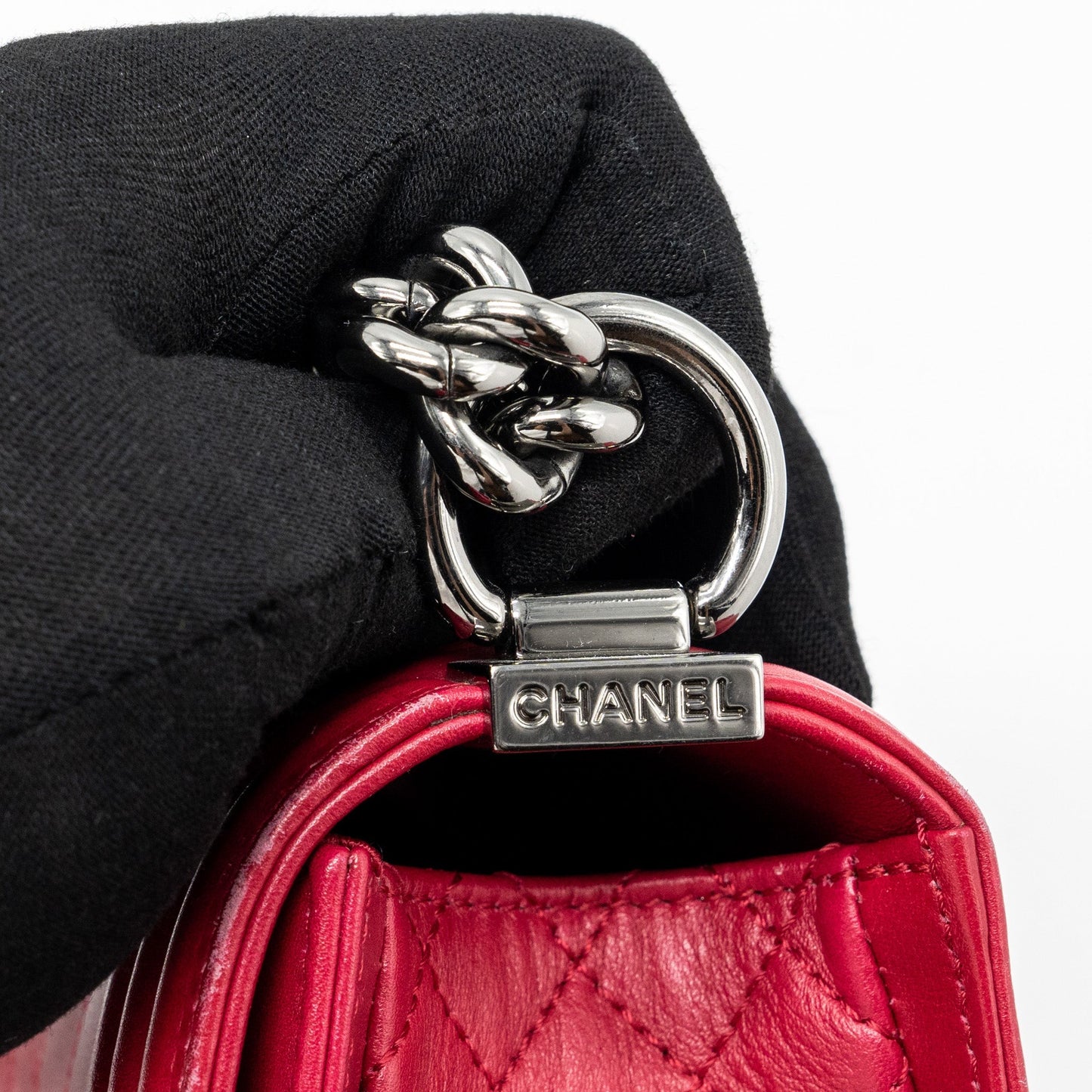 Chanel small boy bag calfskin red