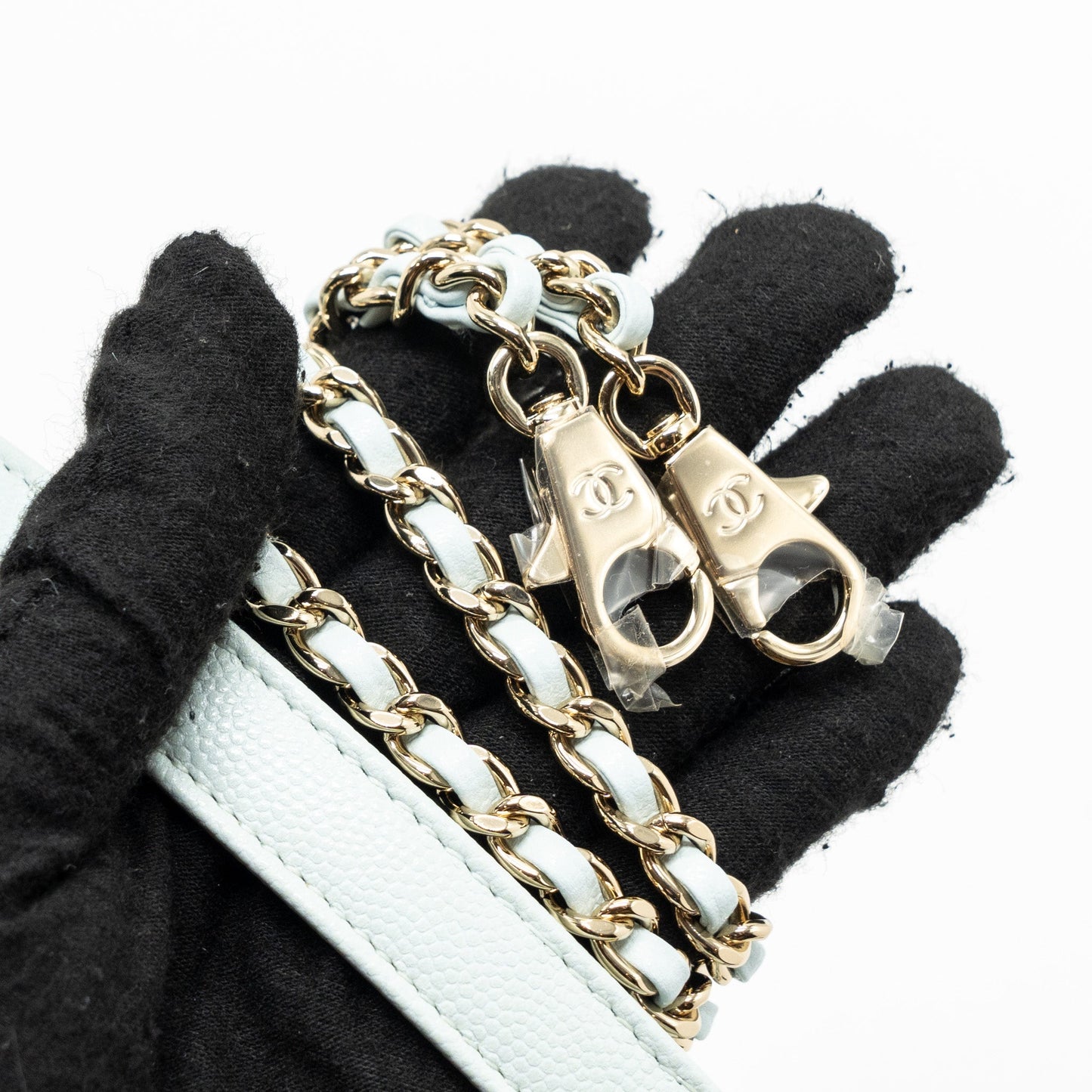 Chanel small coco handle caviar light blue L (microchip)