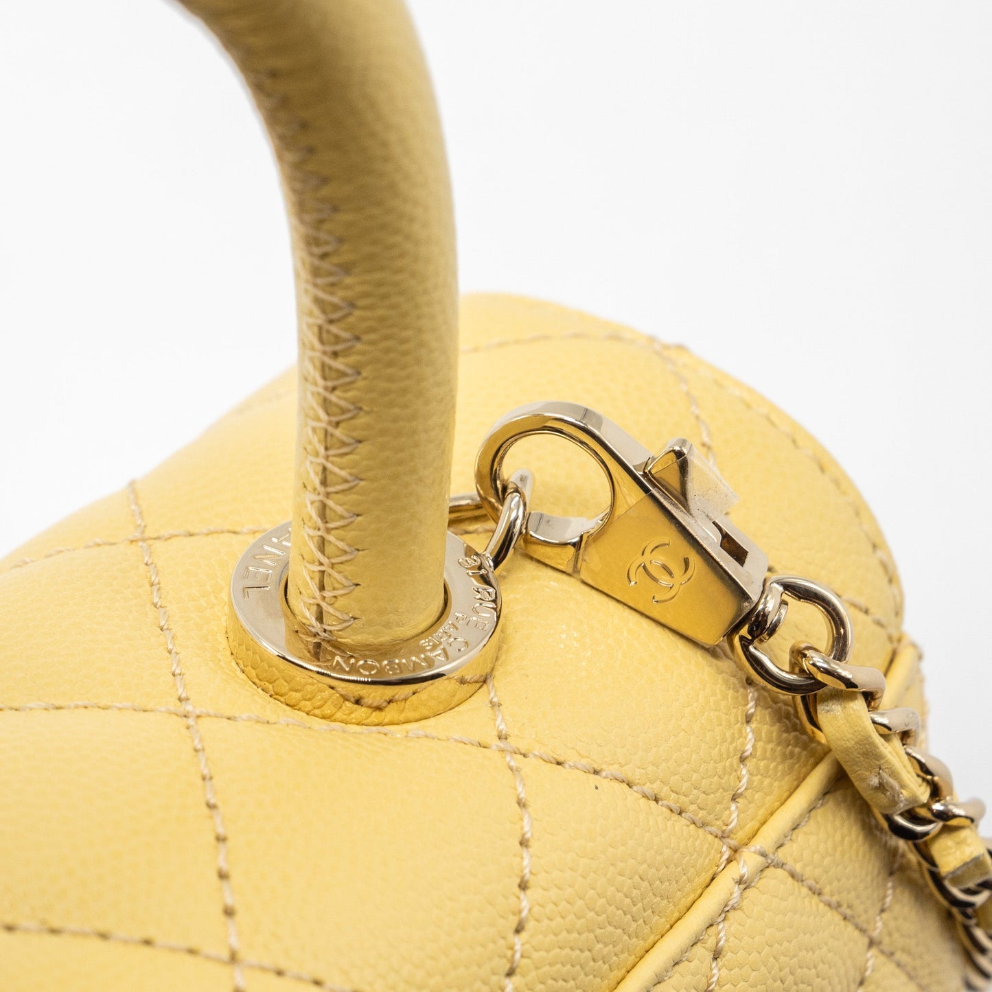 Chanel small coco handle caviar 22P light yellow L (microchip)