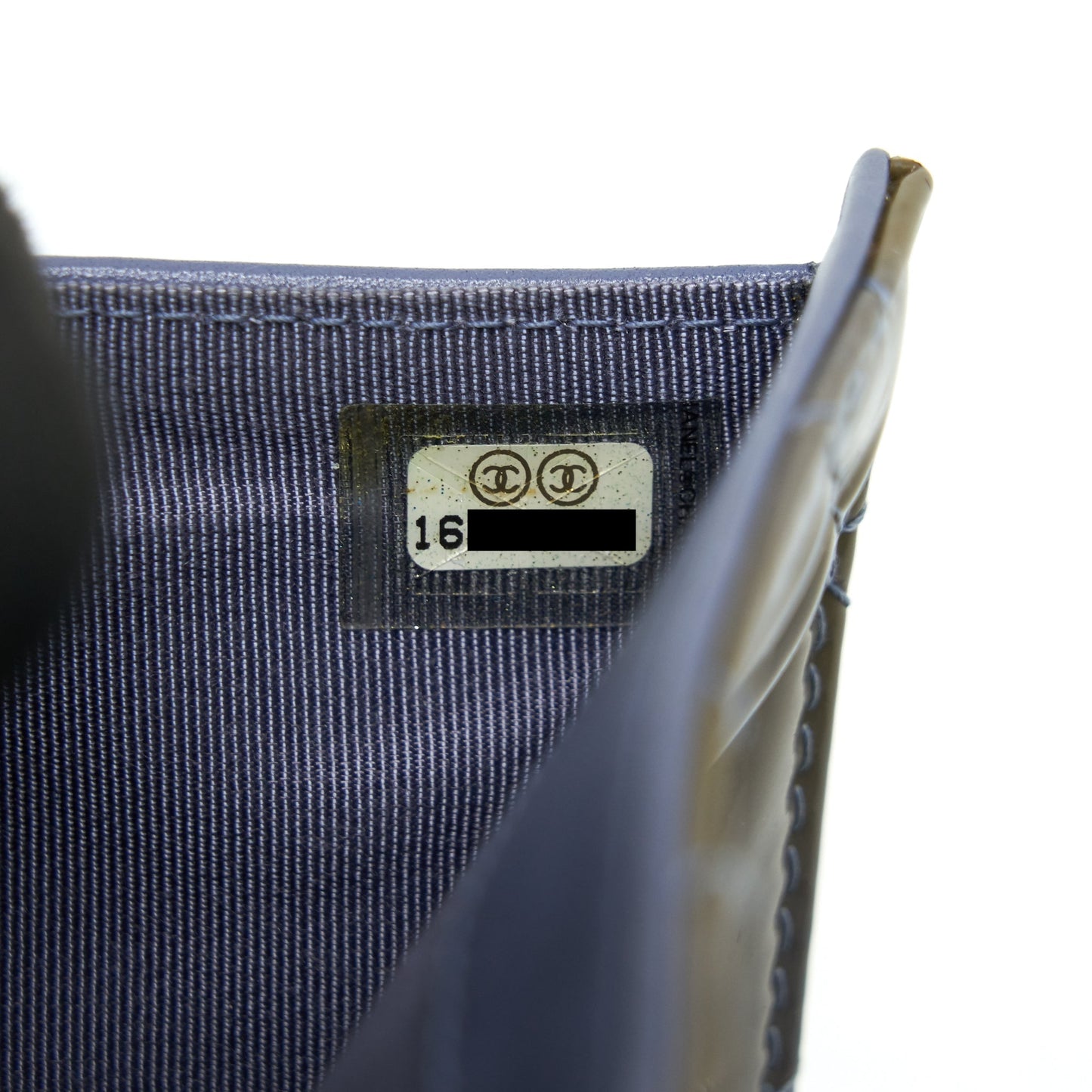 CHANEL FLAP LONG WALLET PATENT LEATHER GREY