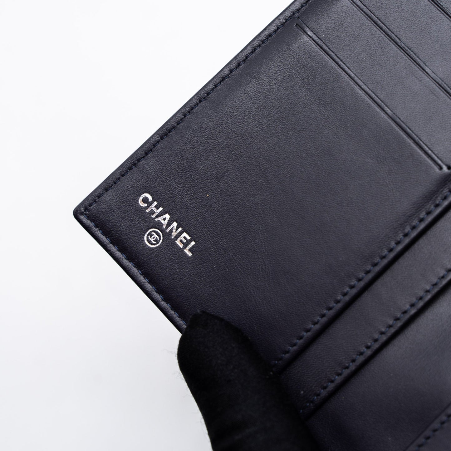 Chanel Classic Quilted Flap Long Wallet Caviar Dark Blue