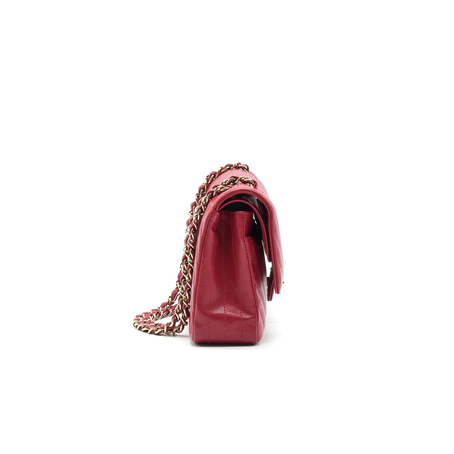 Chanel Medium Classic Double Flap caviar Raspberry Red with LGHW Shoulder Bag