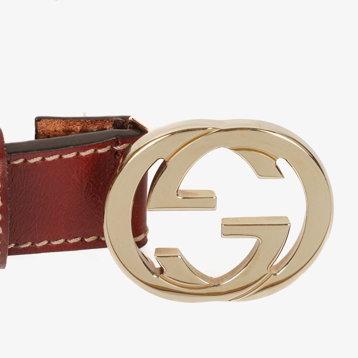 Gucci Interlocking G Belt 75-30 Burgundy Leather