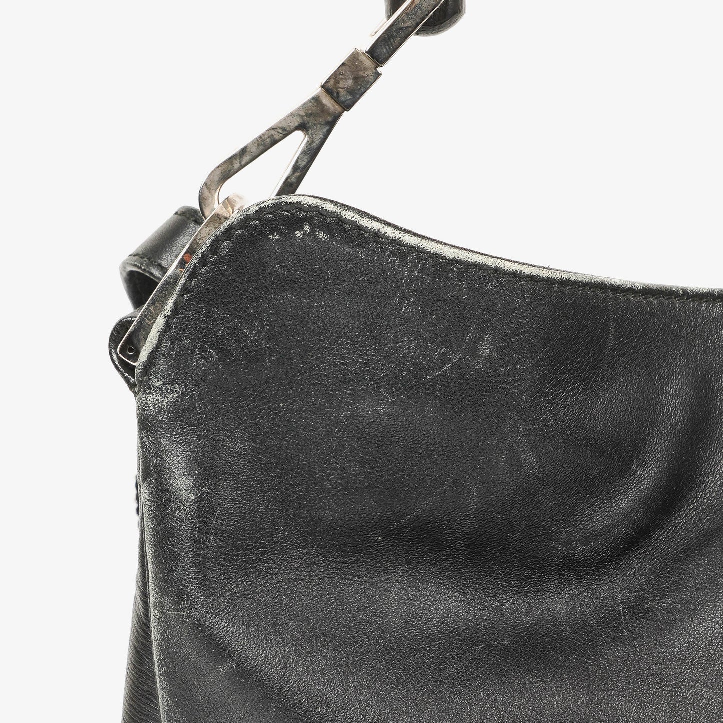 Gucci Bamboo Top Handle Black Lerahter Hobo Bag