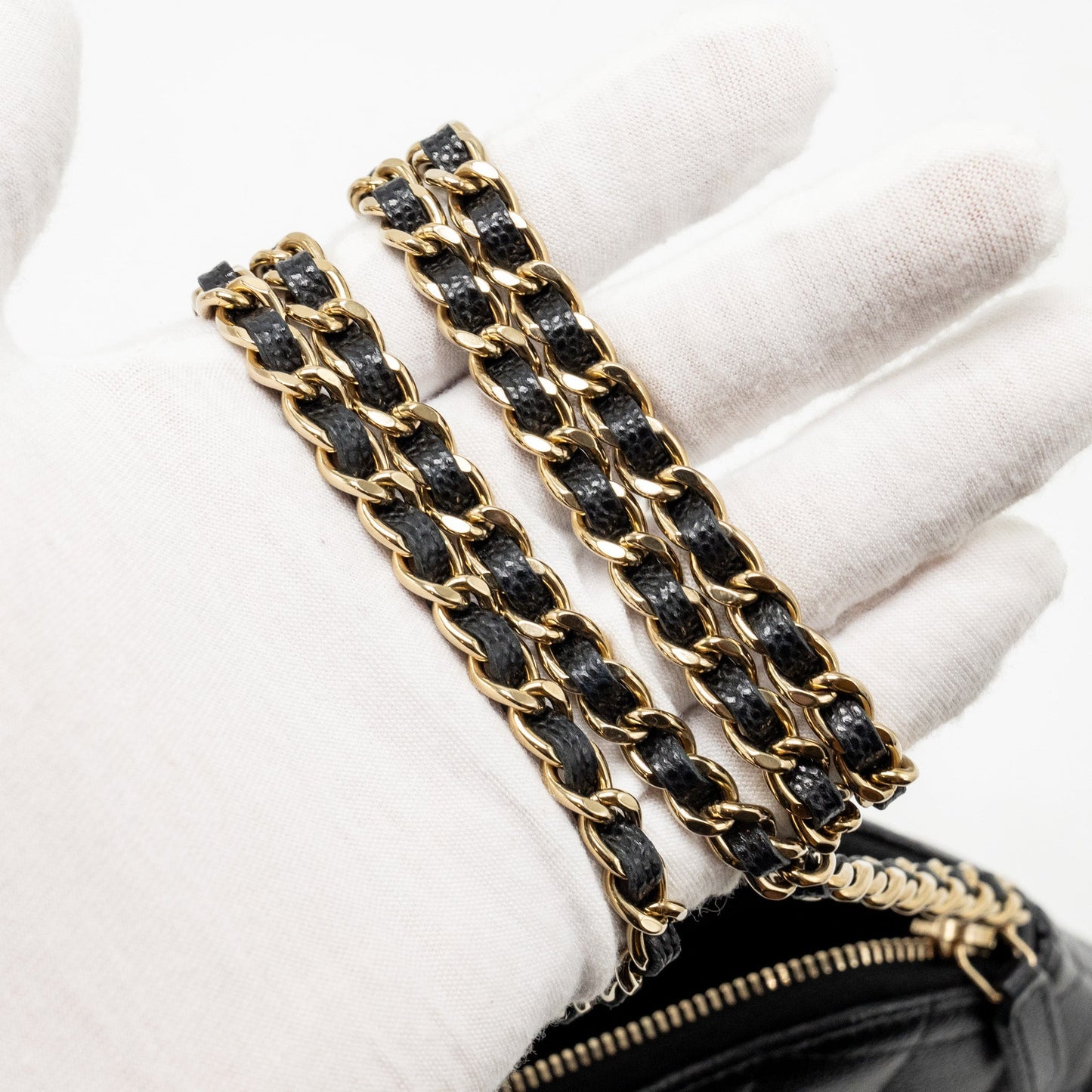 Chanel Classic CC Clutch with Chain Caviar Black L (Microchip)