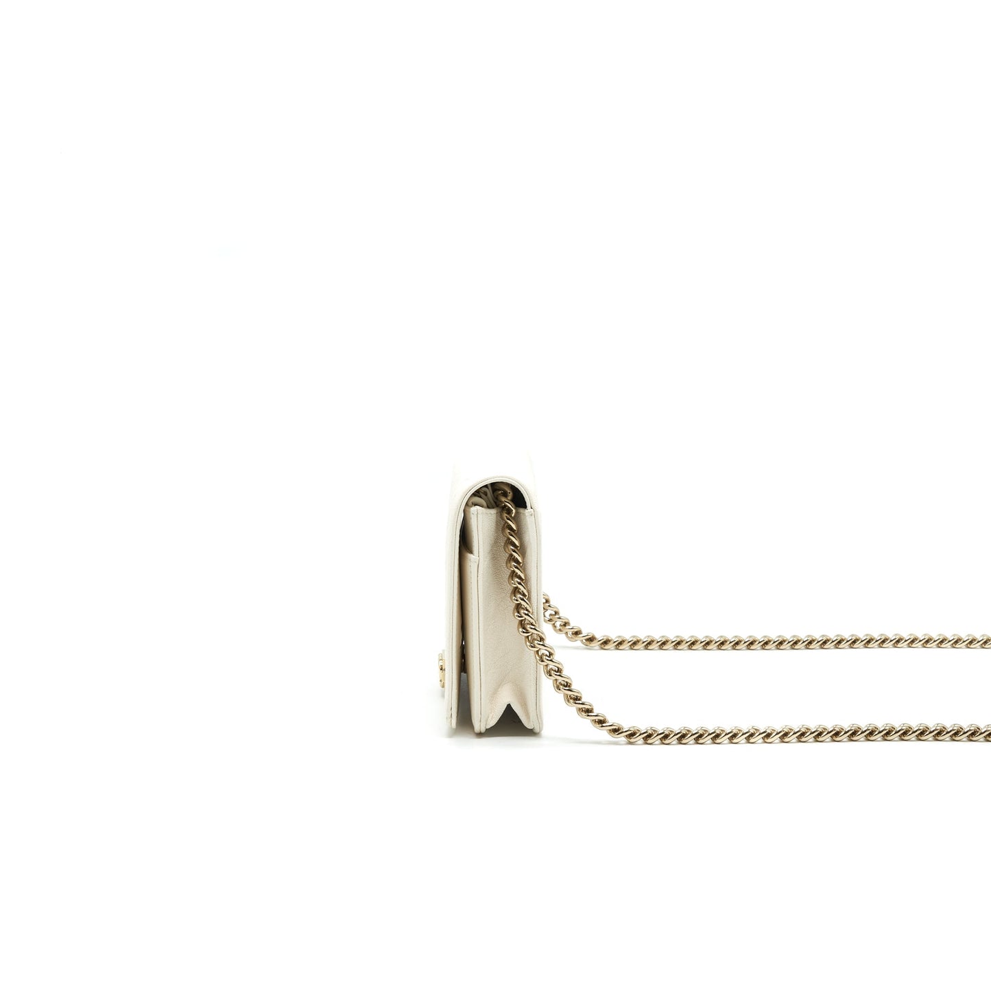 Chanel Chevron Caviar Wallet on Chain Ivory LGHW Crossbody
