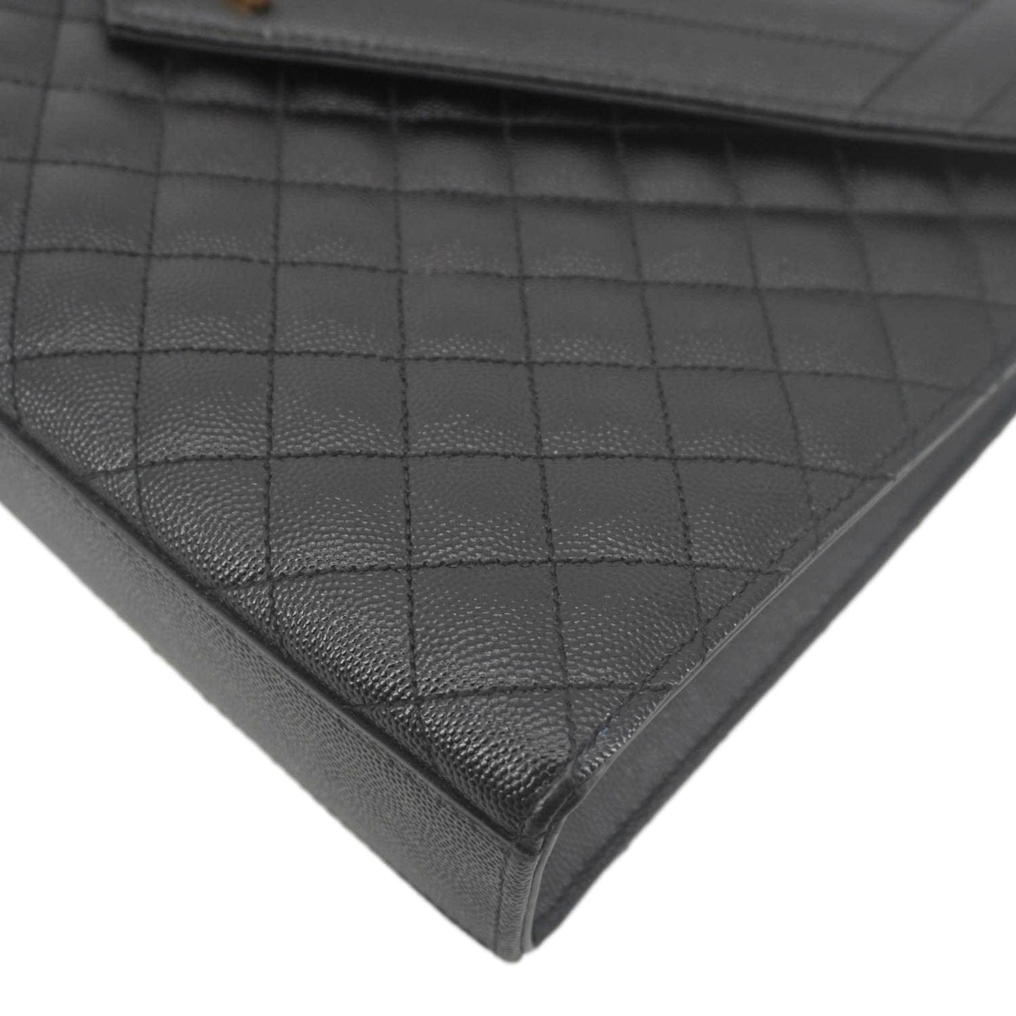 YVES SAINT LAURENT Envelope Flap Leather Chain Shoulder Bag Black