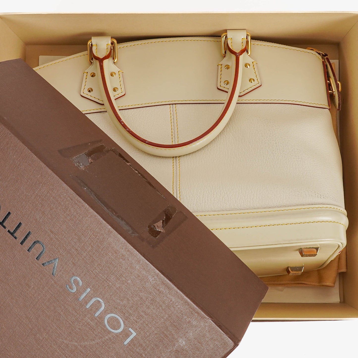 Louis Vuitton Lockit White Suhali Leather Bag