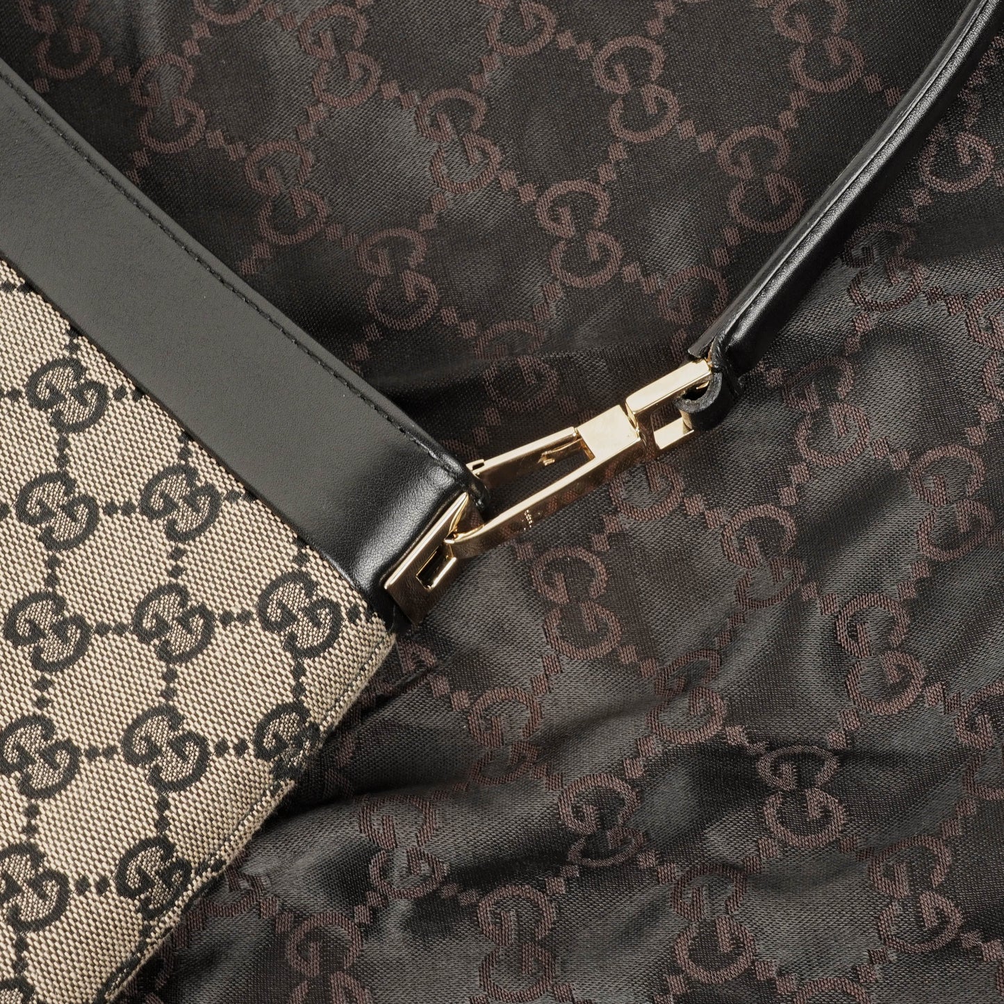 Gucci GG Canvas And Leather Shoulder Hobo Bag