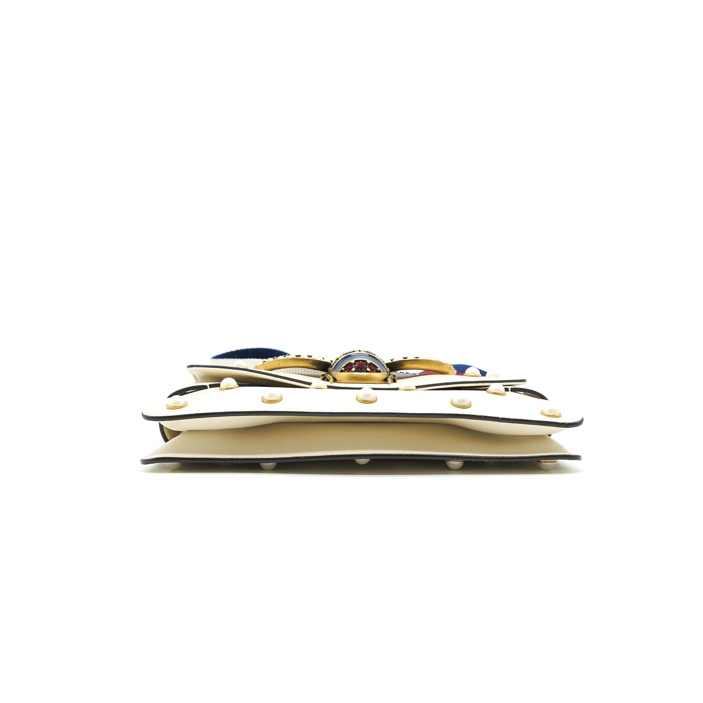 Gucci Embellished Broadway Bee Bag White