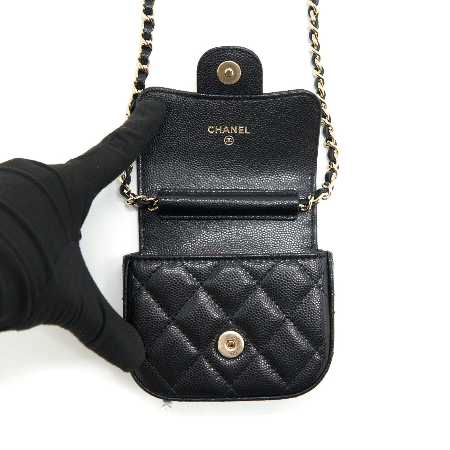Chanel mini flap Vanity with Chain Caviar black L