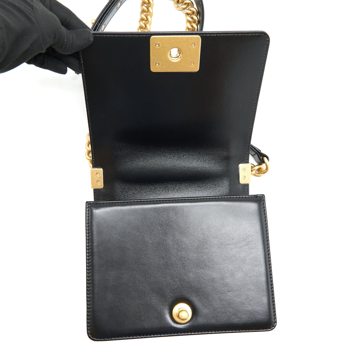Chanel 22P Mini Boy chain handbag Calfskin black