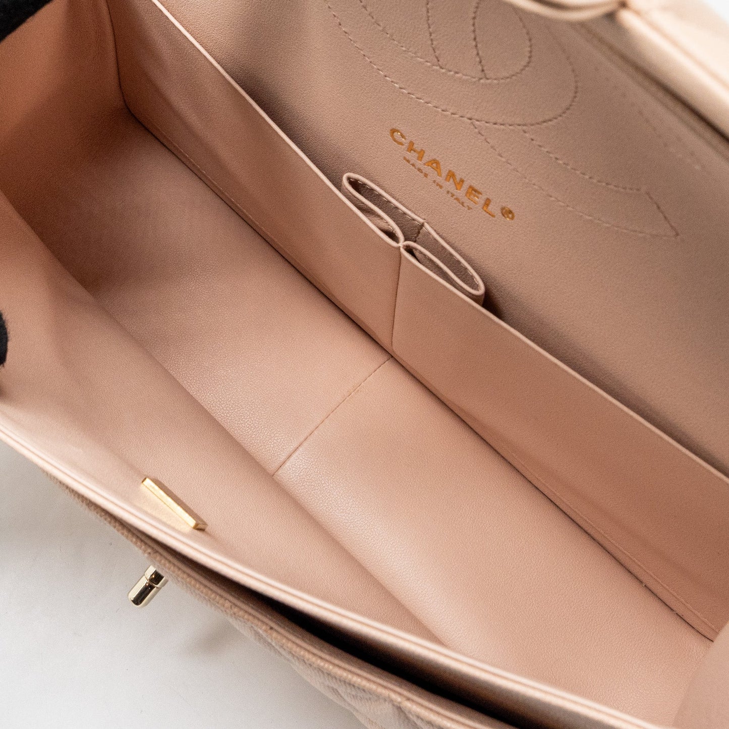 Chanel Jumbo Classic Double Flap Bag Caviar Beige L (Microchip)