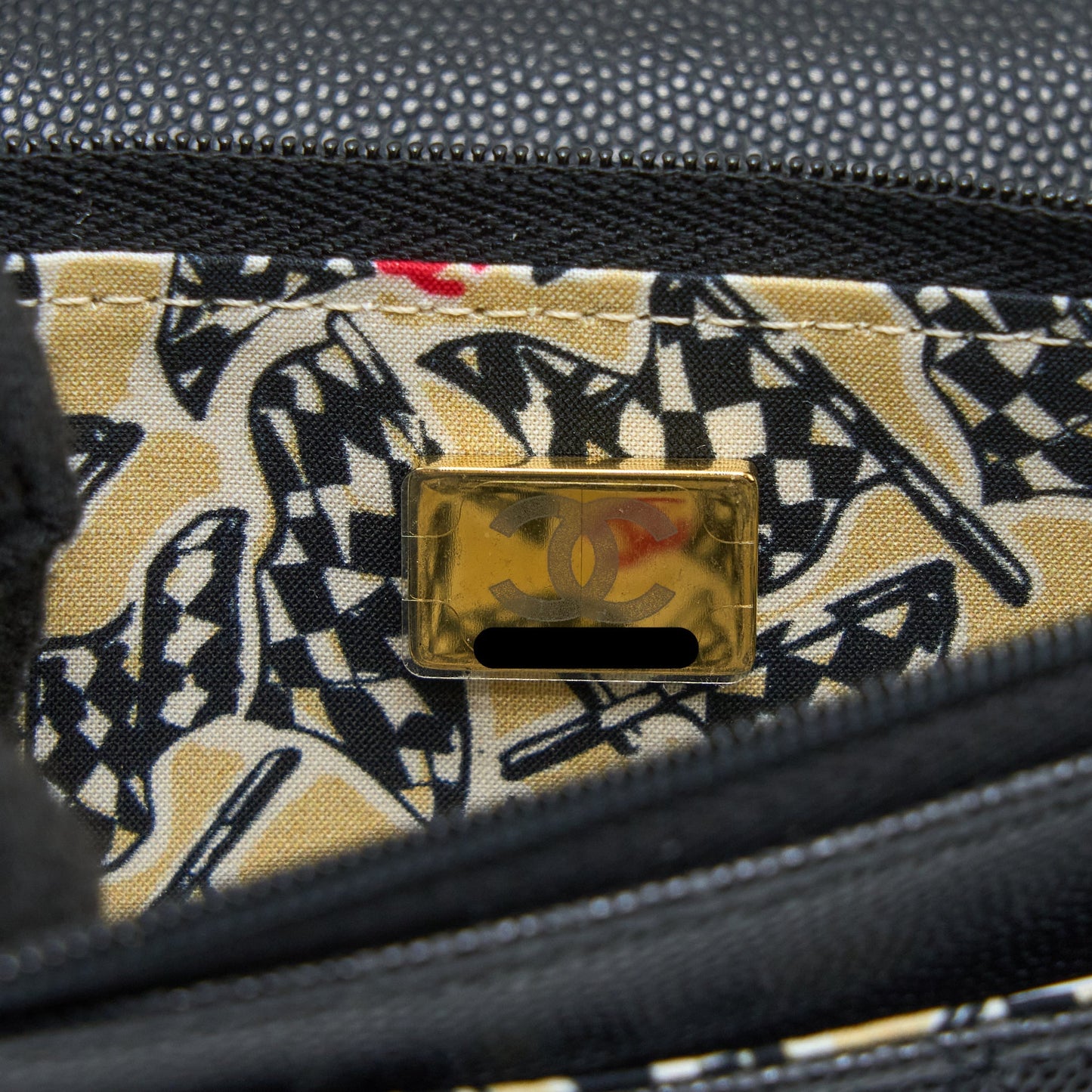 Chanel Giant CC Logo Wallet On Chain Caviar Black L (Microchip)