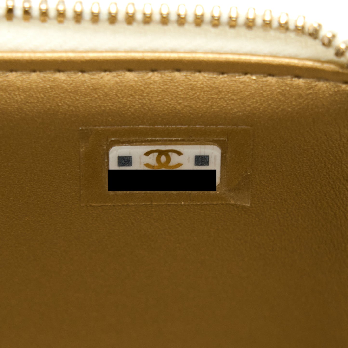 Chanel Pearl Crush Long Vanity Case Lambskin White Brushed