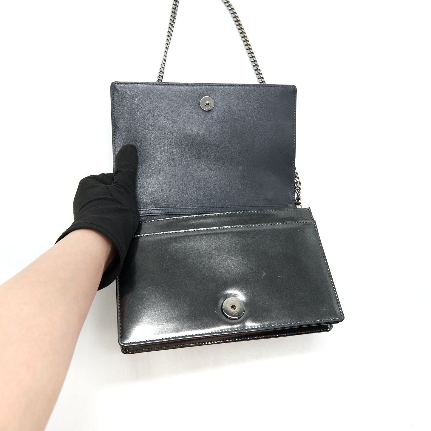 CHRISTIAN DIORAMA WALLET CHAIN METALLIC BLACK