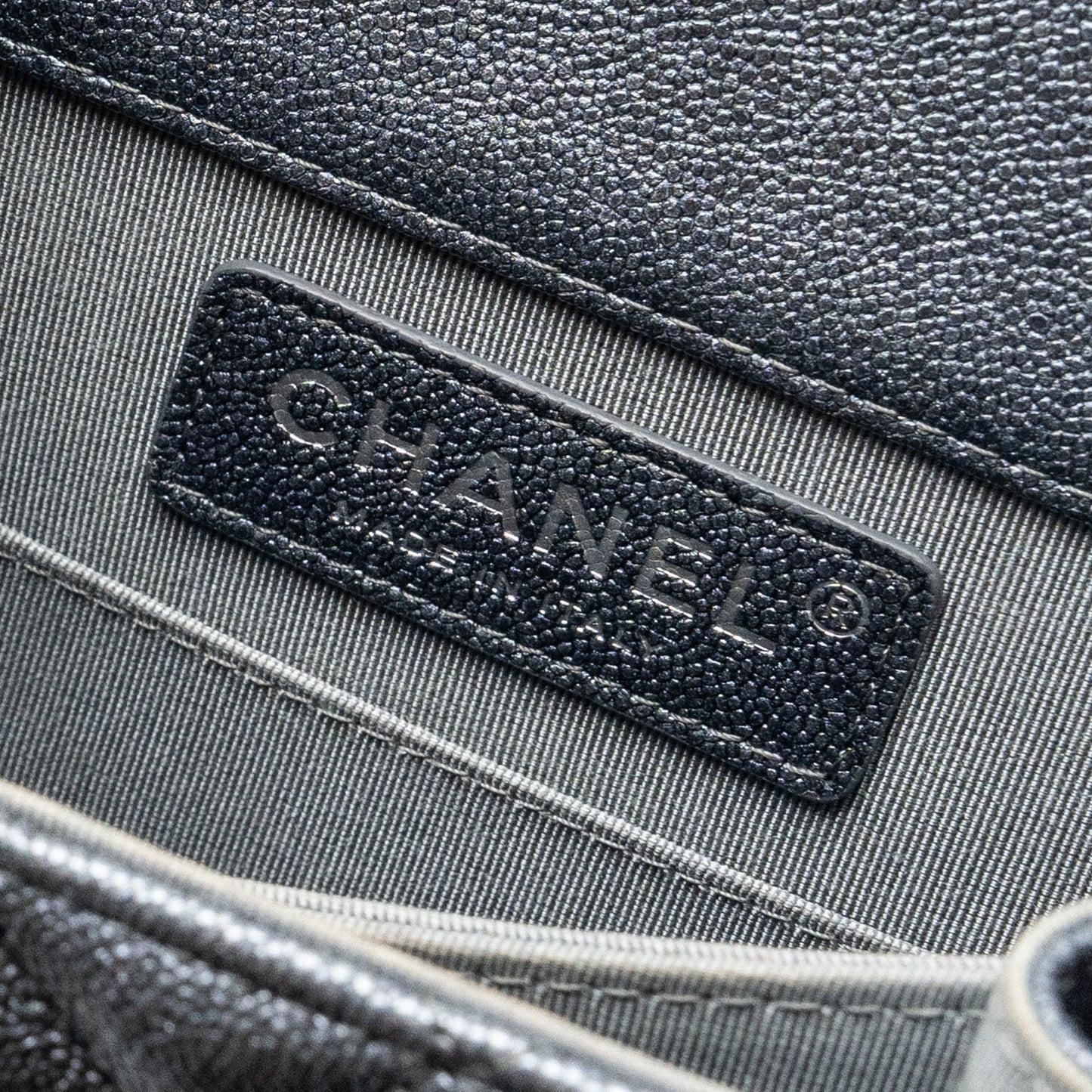 Chanel North South Boy Bag caviar metallic grey