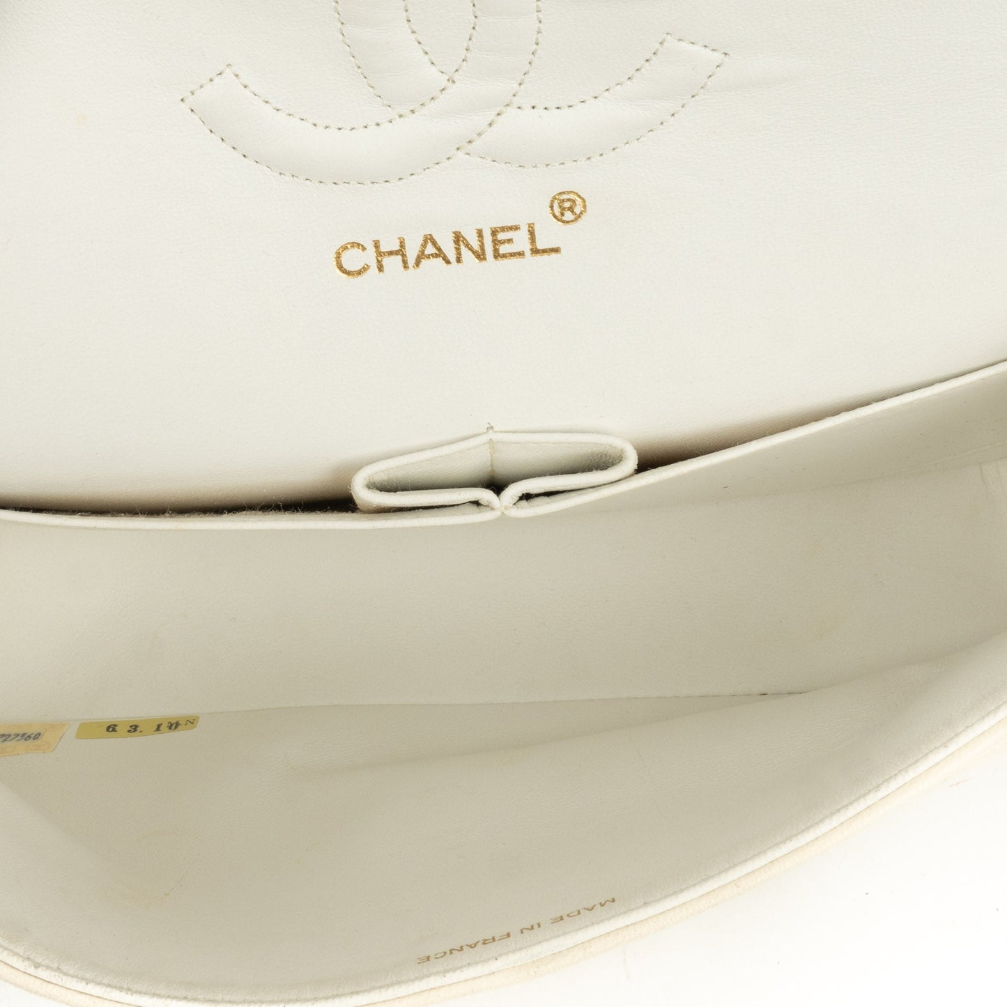 Chanel Medium Classic Double Flap Bag In White Quilted Lambskin And 24K Gold-Plated Hardware