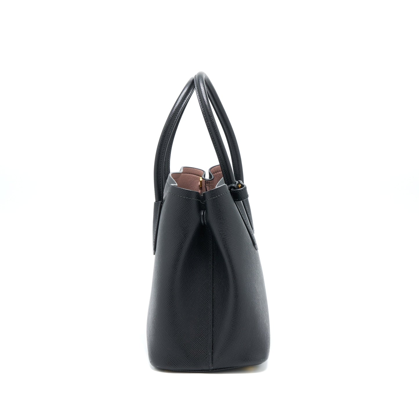 Prada Saffiano Double Purse Calfskin Black