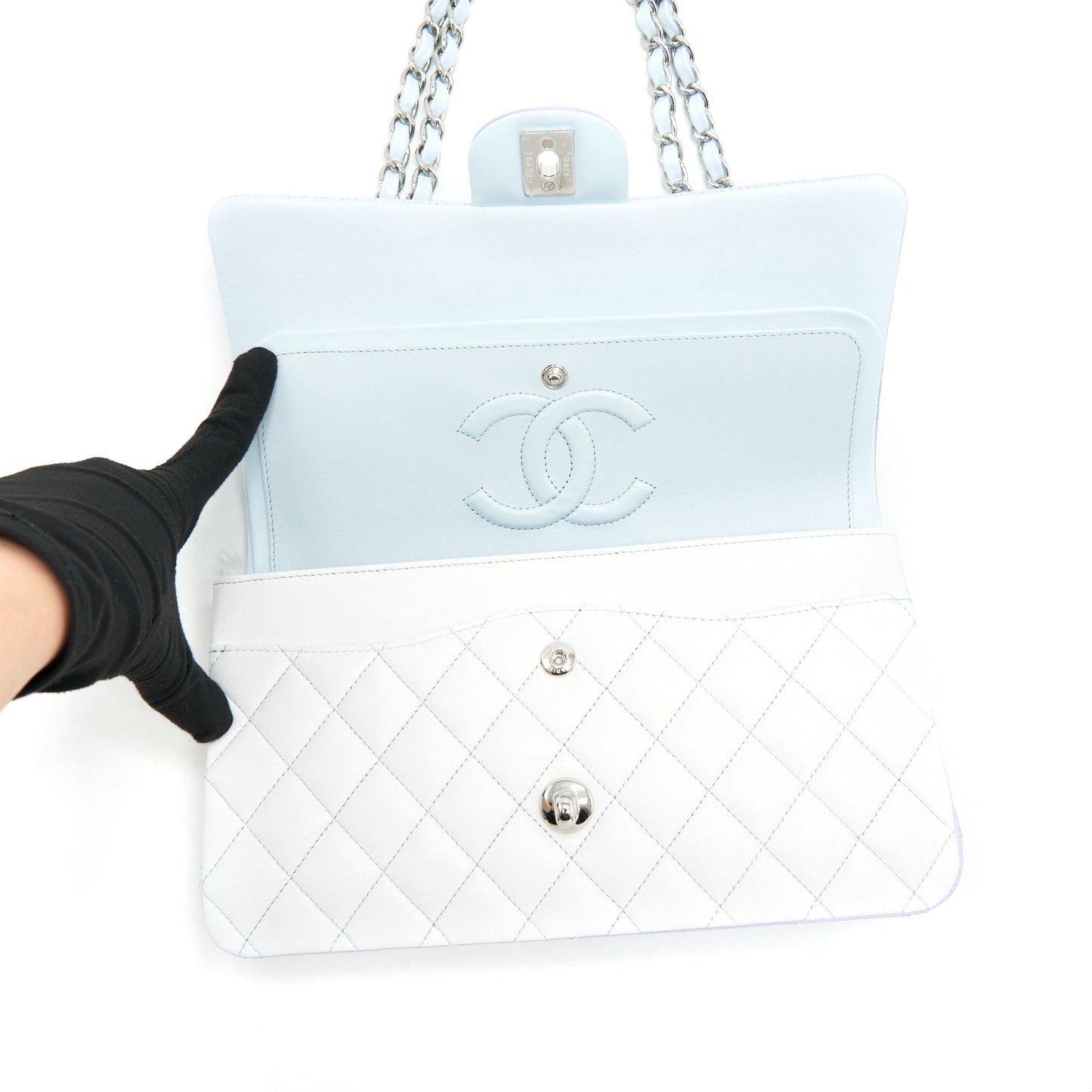 Chanel 21K Medium Classic Double Flap Bag Lambskin Ombre Iridescent