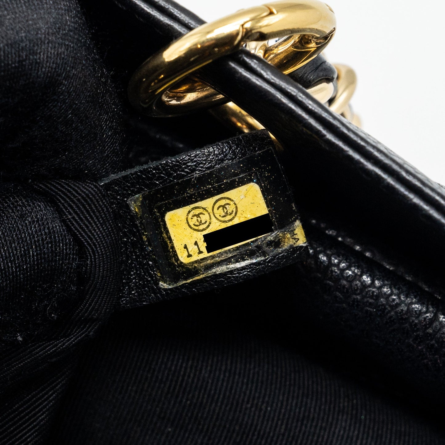 Chanel CC logo small shopping tote bag caviar black